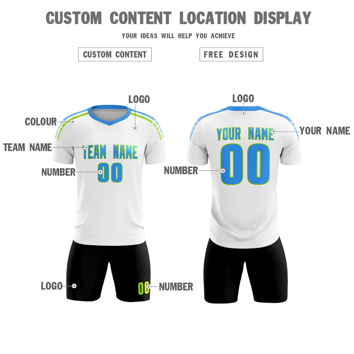 Custom White Raglan Shoulder Striped Football Kit Jersey