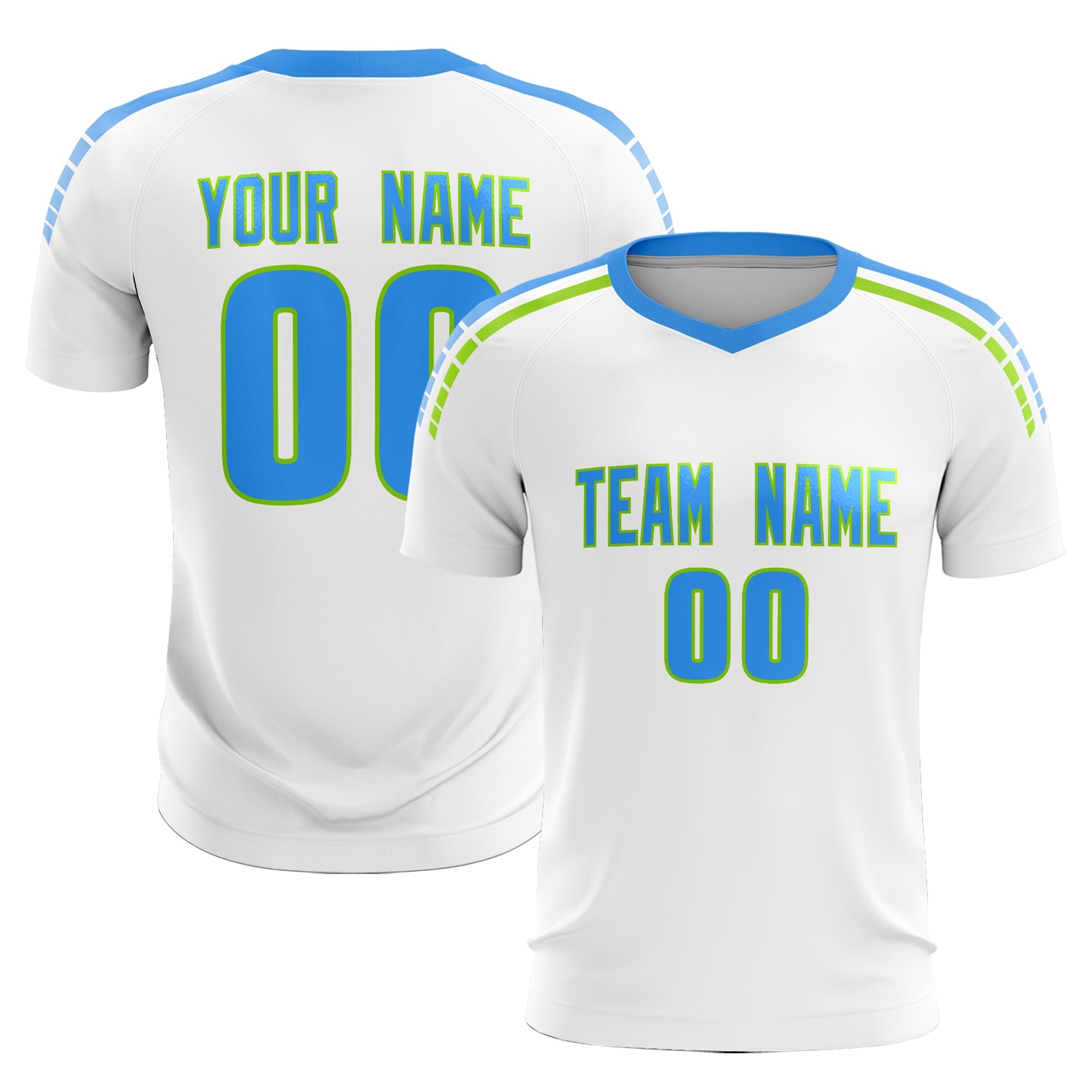 Custom White Raglan Shoulder Striped Football Kit Jersey