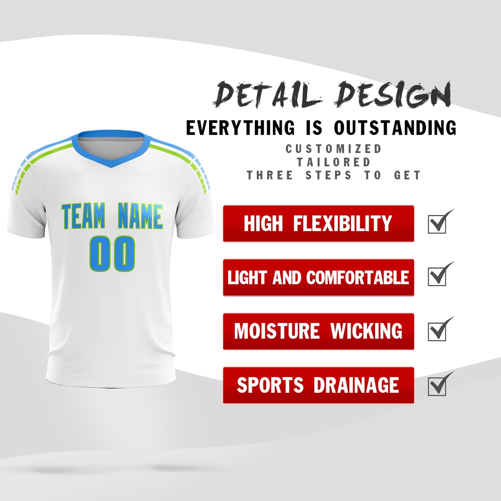 Custom White Raglan Shoulder Striped Football Kit Jersey