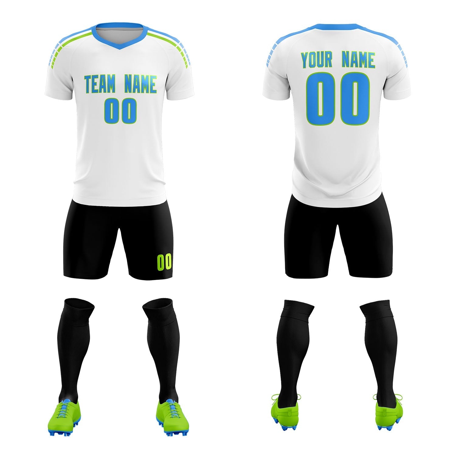 Custom White Raglan Shoulder Striped Football Kit Jersey