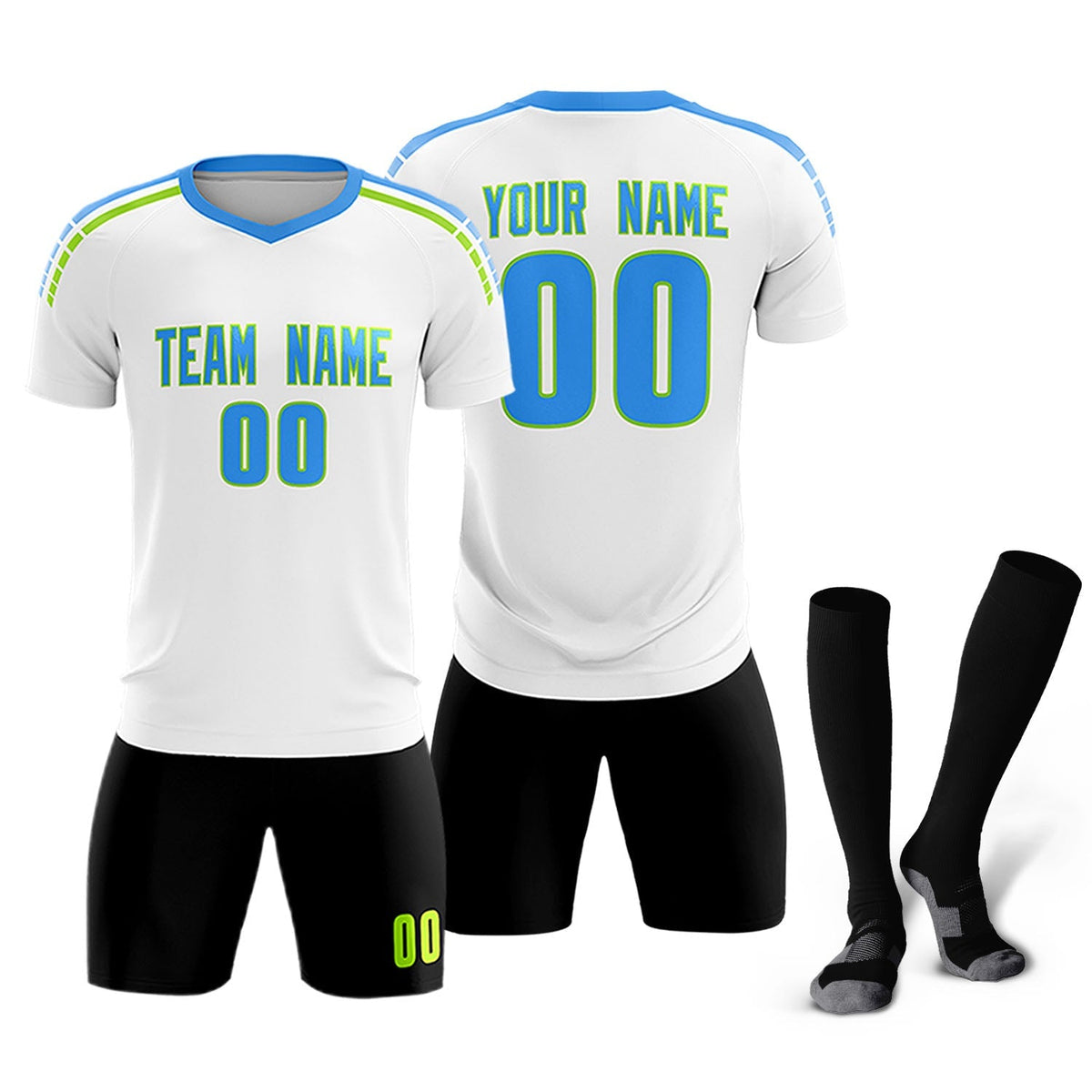 Custom White Raglan Shoulder Striped Football Kit Jersey