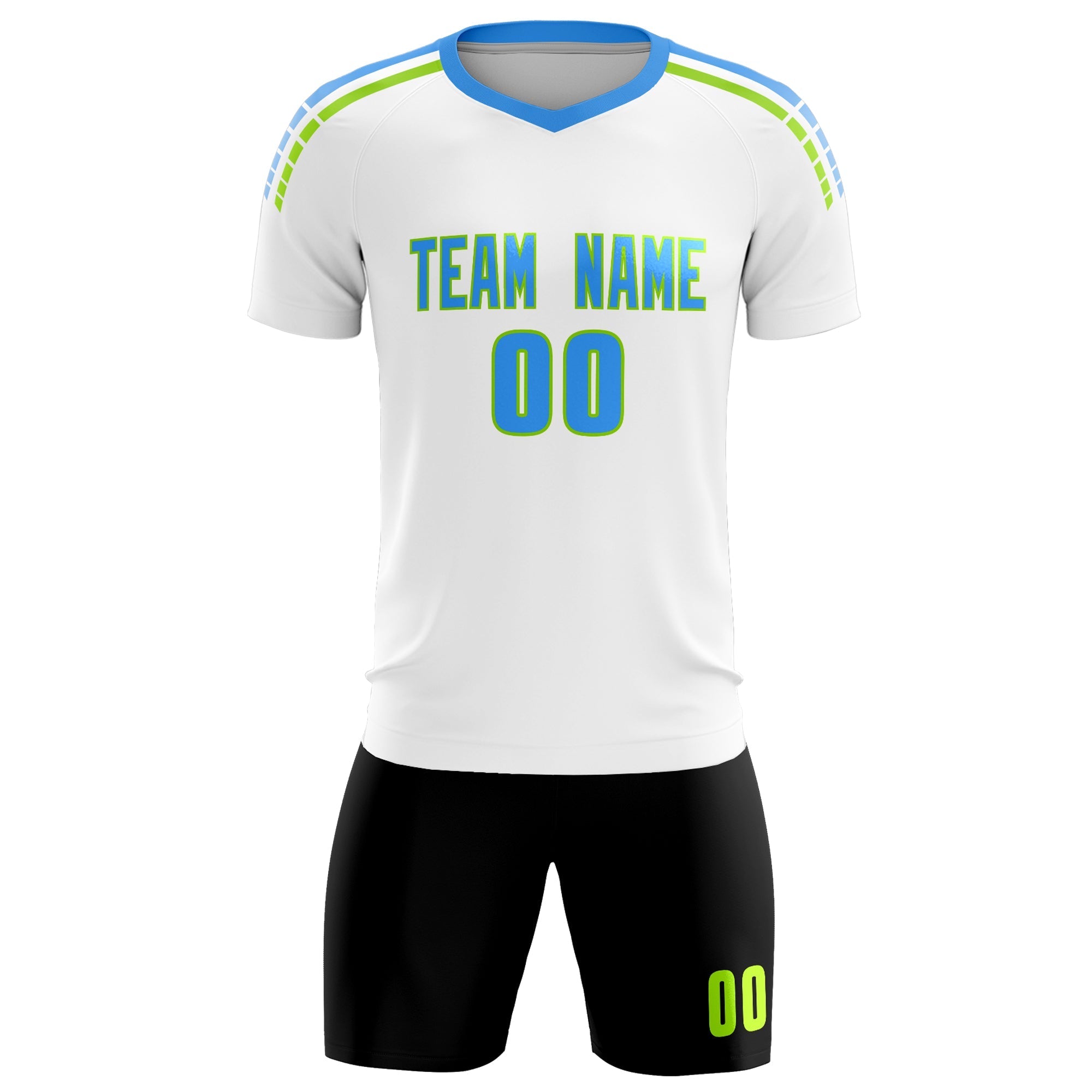 Custom White Raglan Shoulder Striped Football Kit Jersey