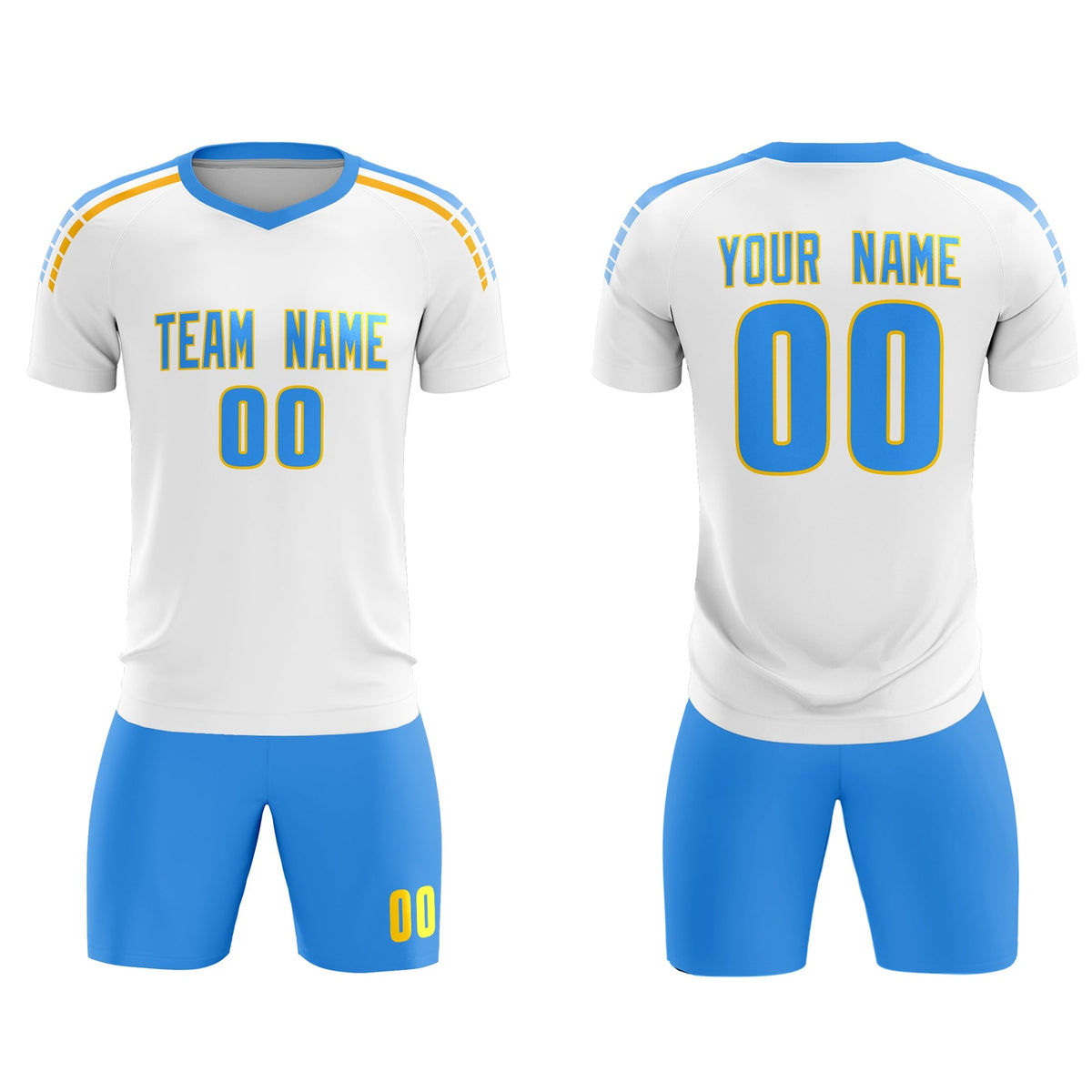 Custom White Raglan Shoulder Striped Football Kit Jersey