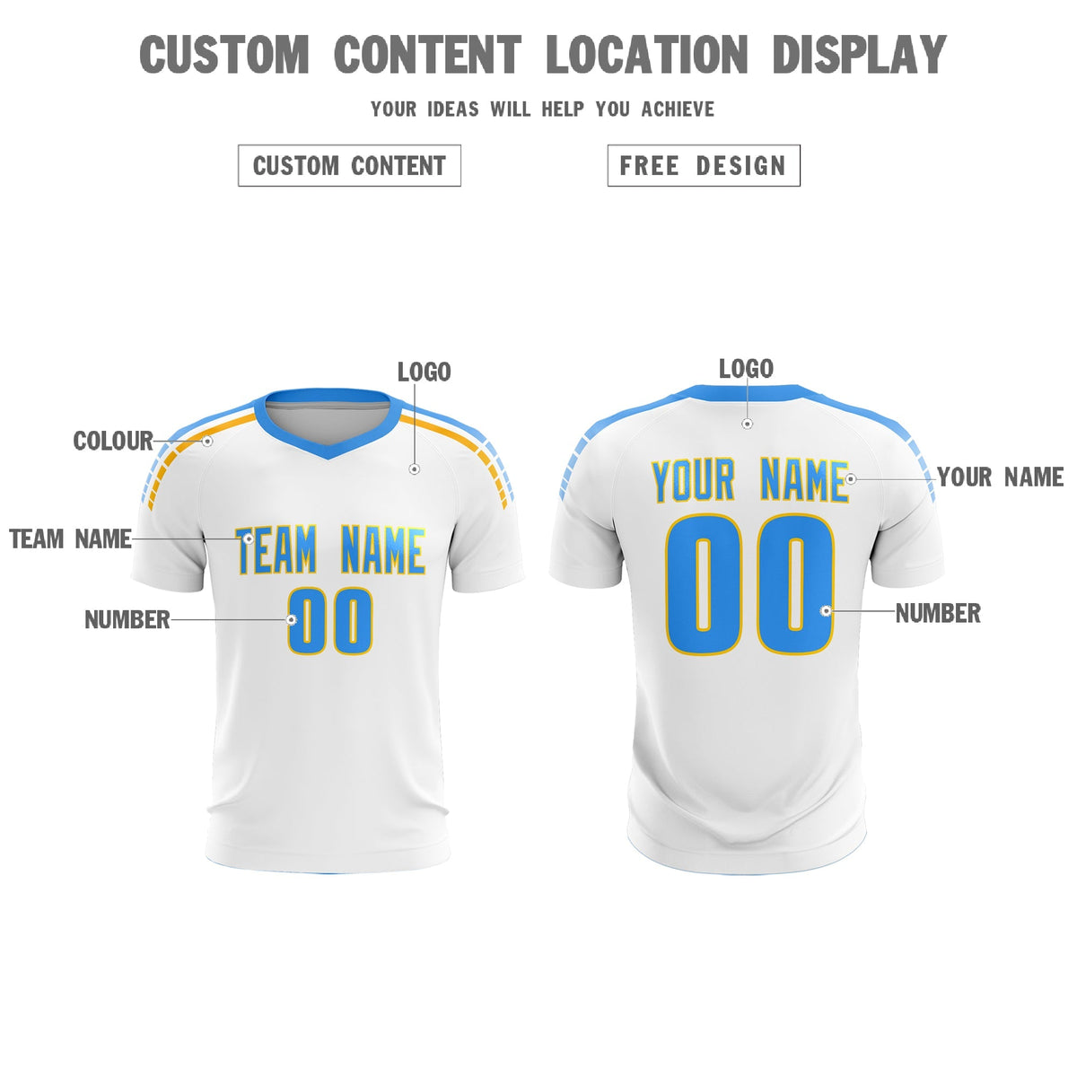 Custom White Raglan Shoulder Striped Football Kit Jersey