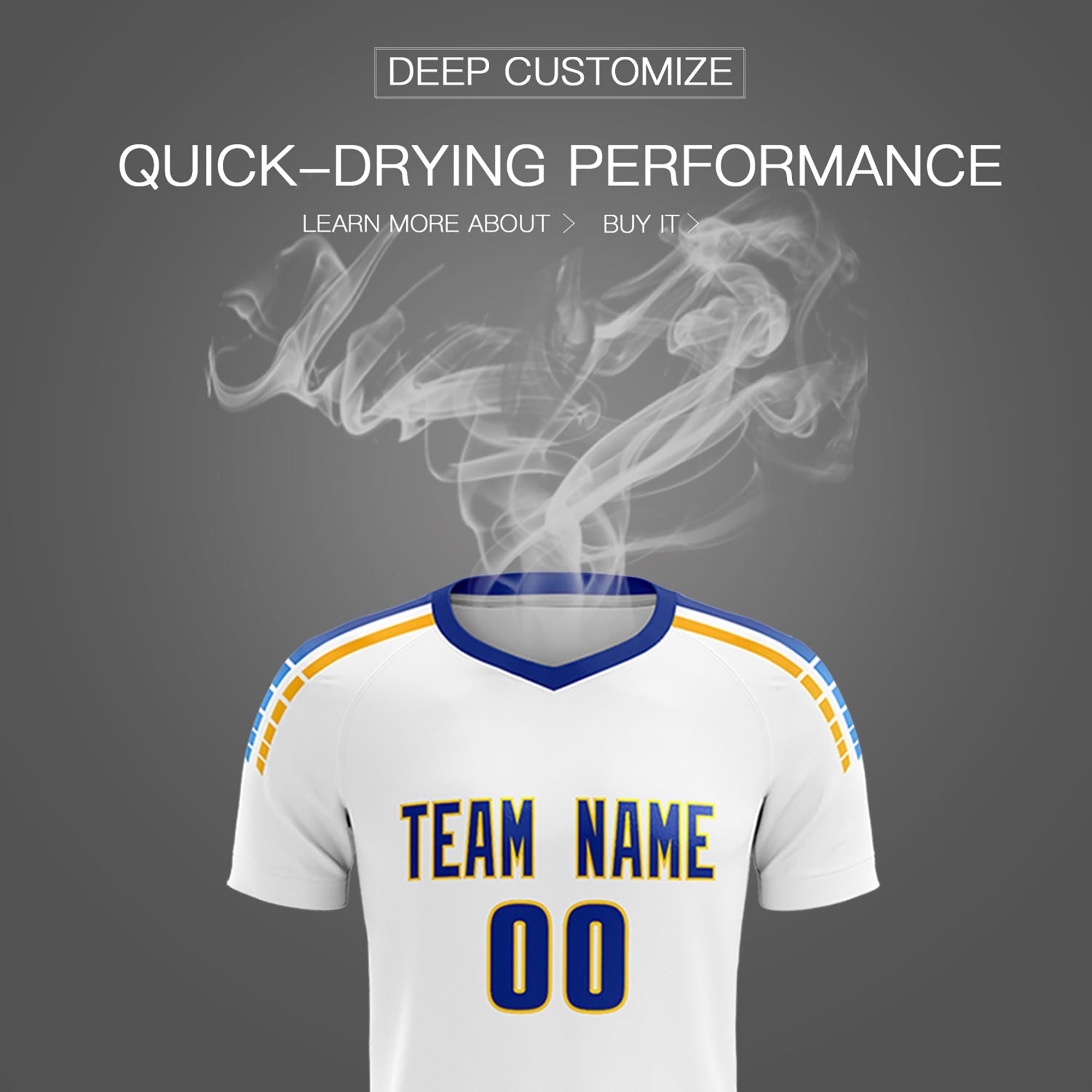 Custom White Raglan Shoulder Striped Football Kit Jersey