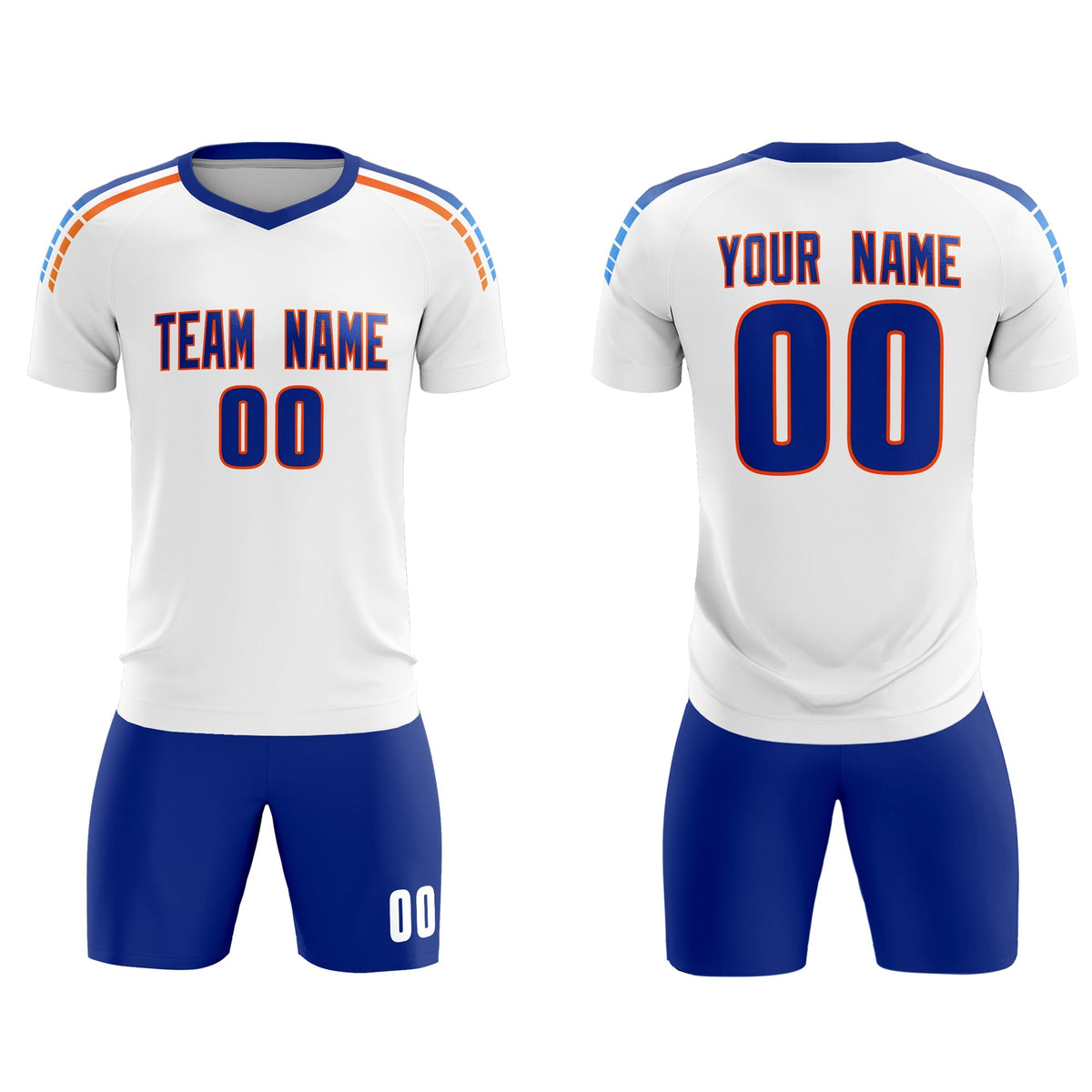 Custom White Raglan Shoulder Striped Football Kit Jersey