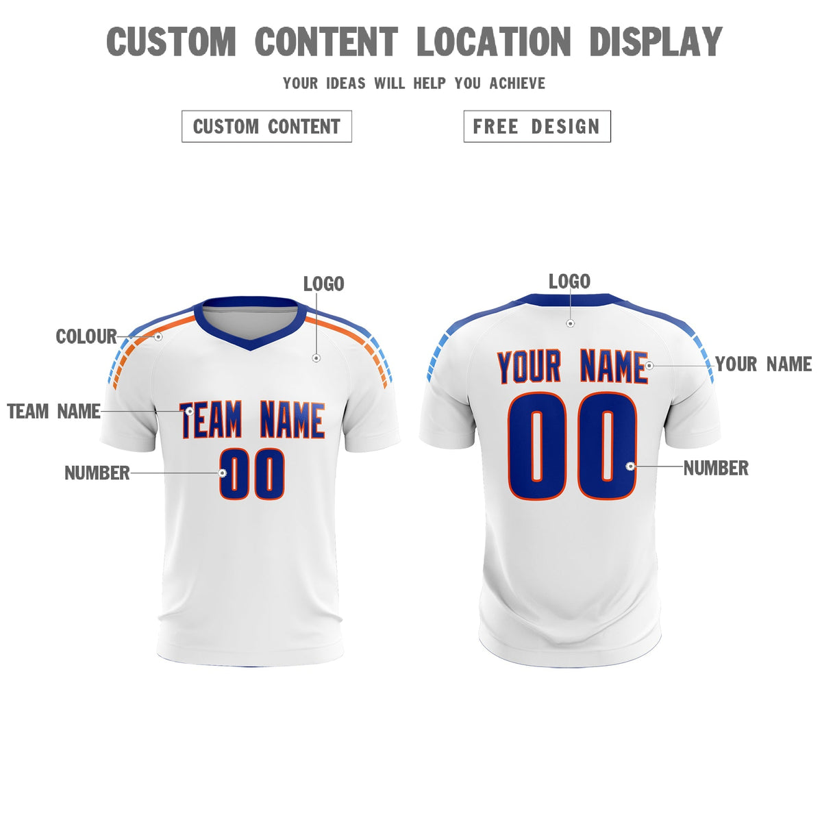 Custom White Raglan Shoulder Striped Football Kit Jersey