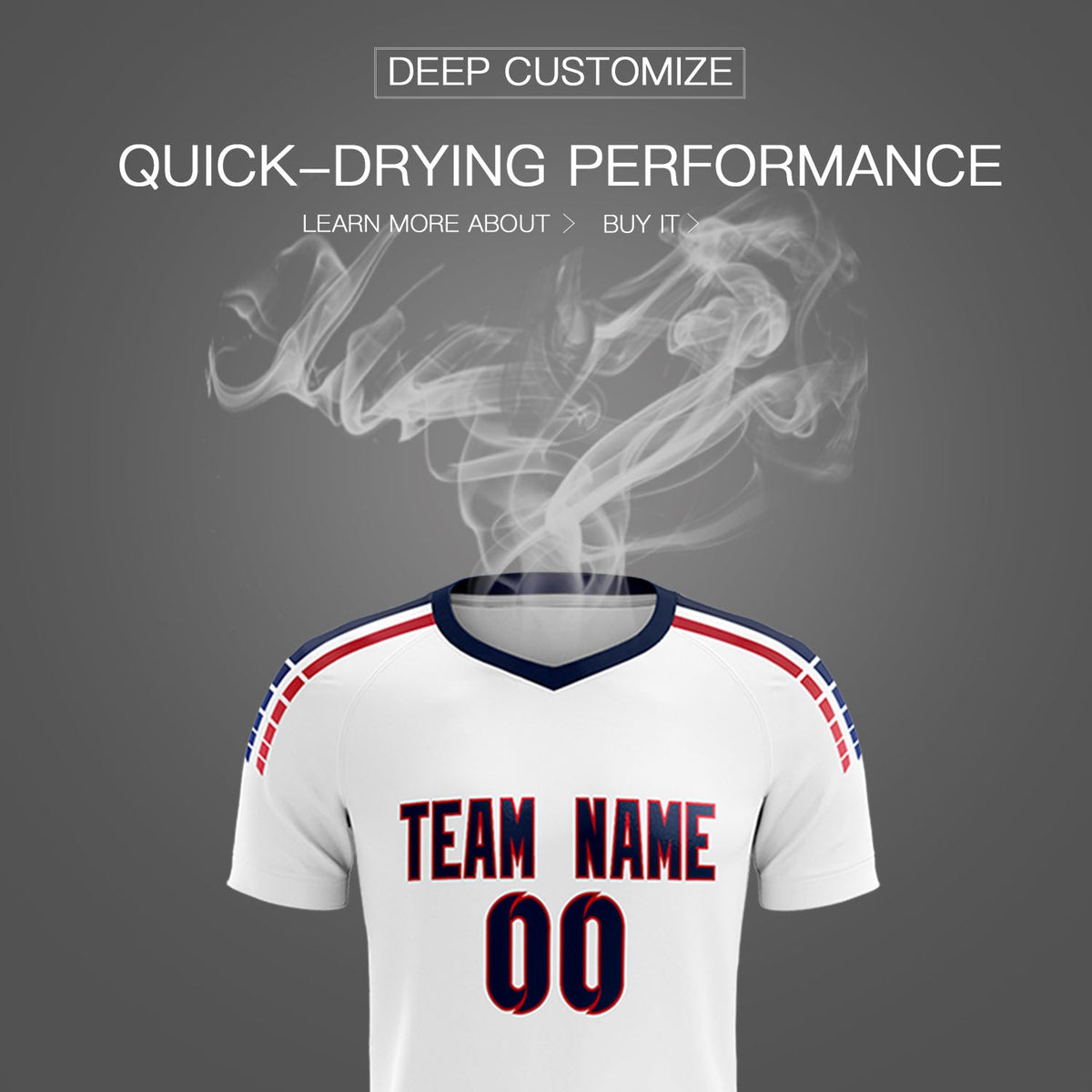 Custom white Striped Quick Dry Tops Football Kits Jersey