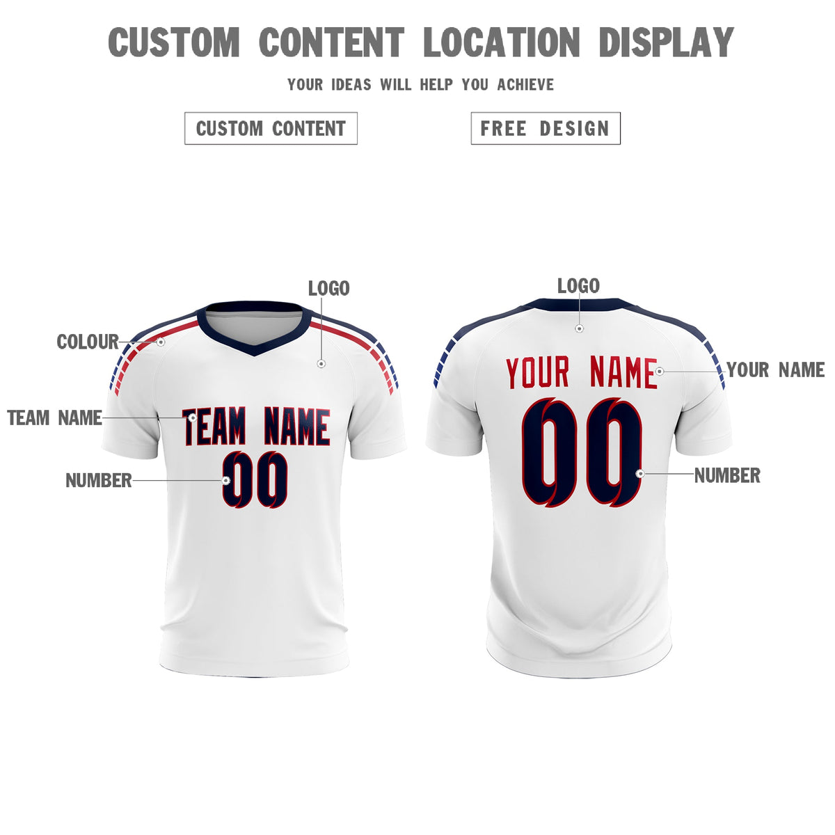 Custom white Striped Quick Dry Tops Football Kits Jersey