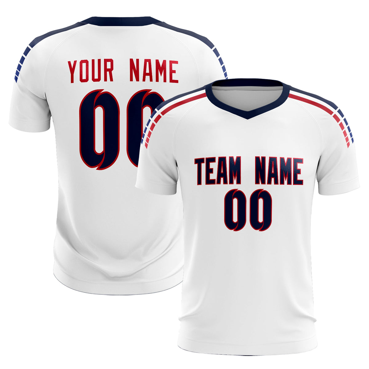 Custom white Striped Quick Dry Tops Football Kits Jersey