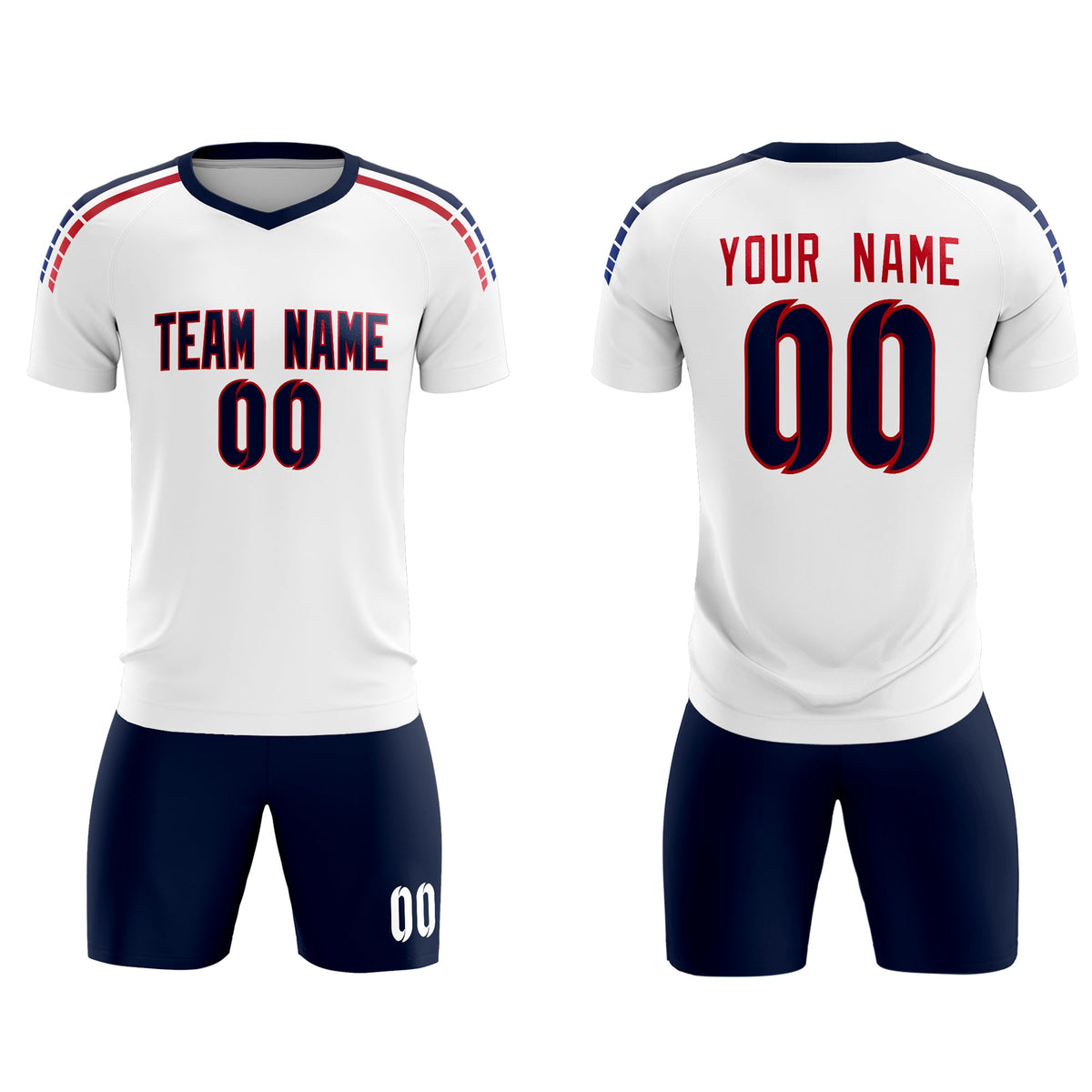 Custom white Striped Quick Dry Tops Football Kits Jersey