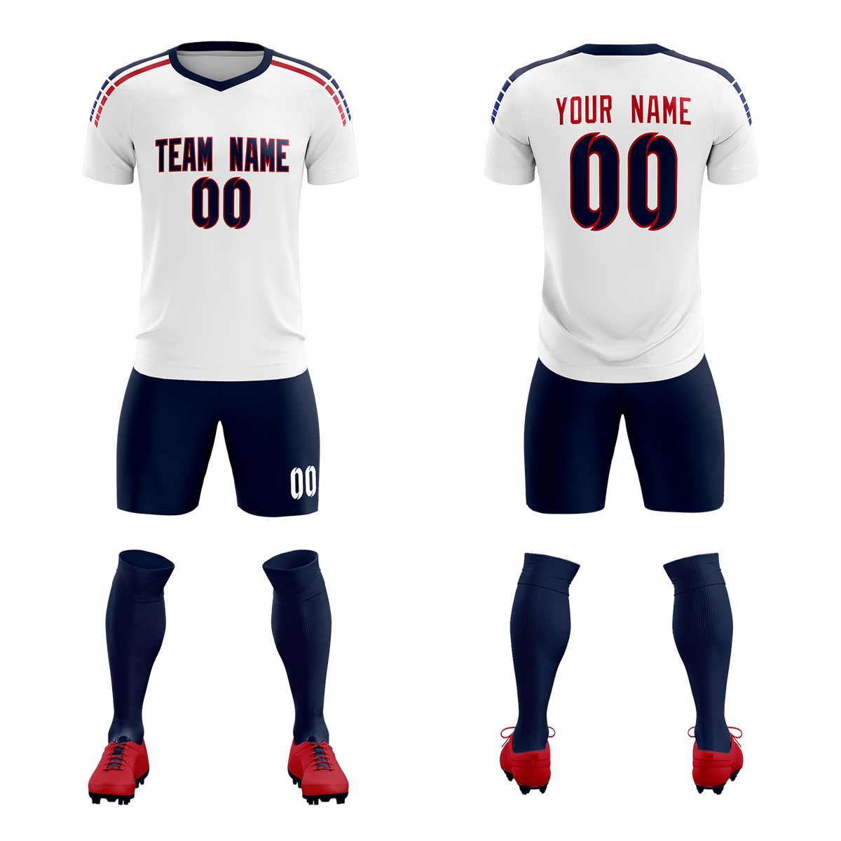 Custom white Striped Quick Dry Tops Football Kits Jersey