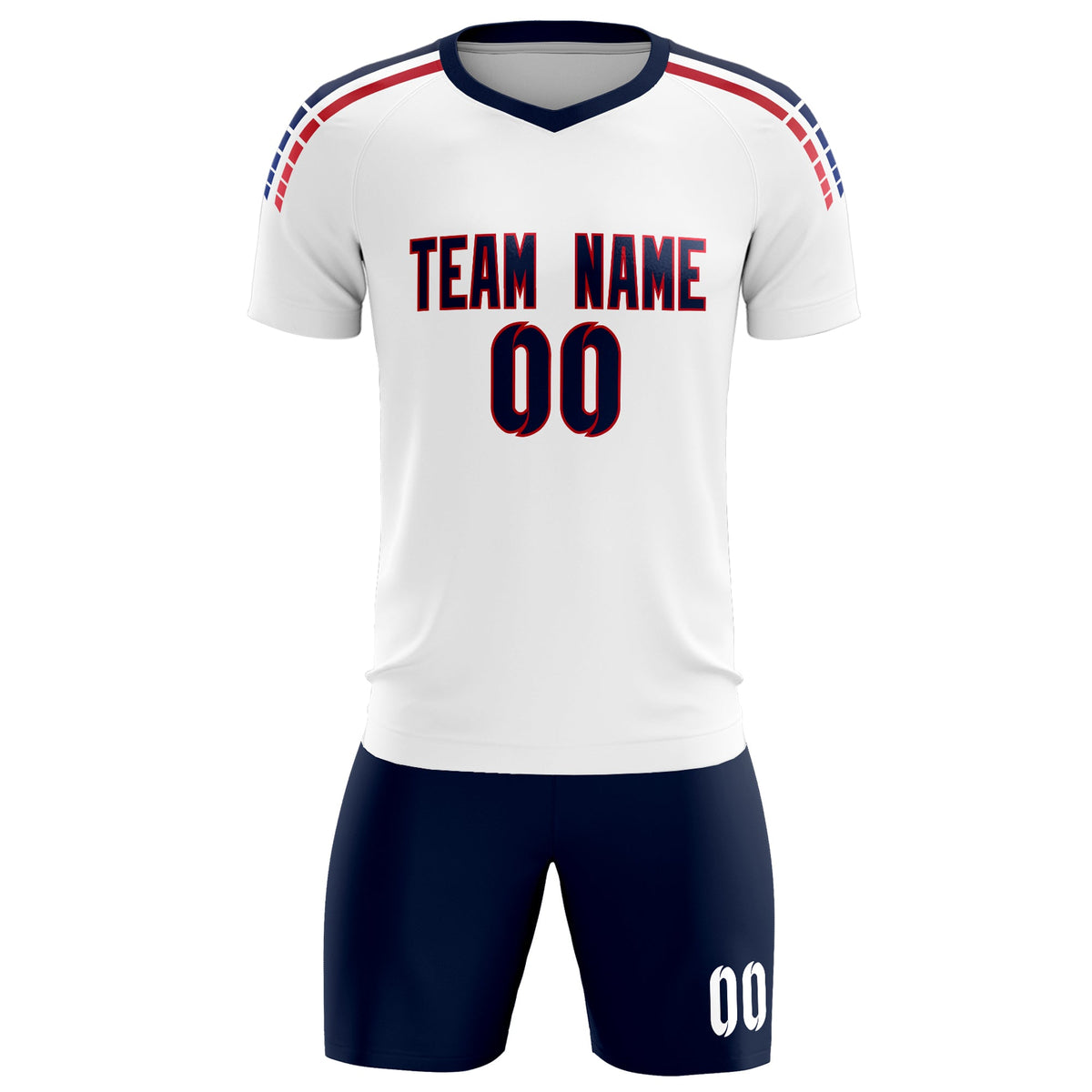 Custom white Striped Quick Dry Tops Football Kits Jersey
