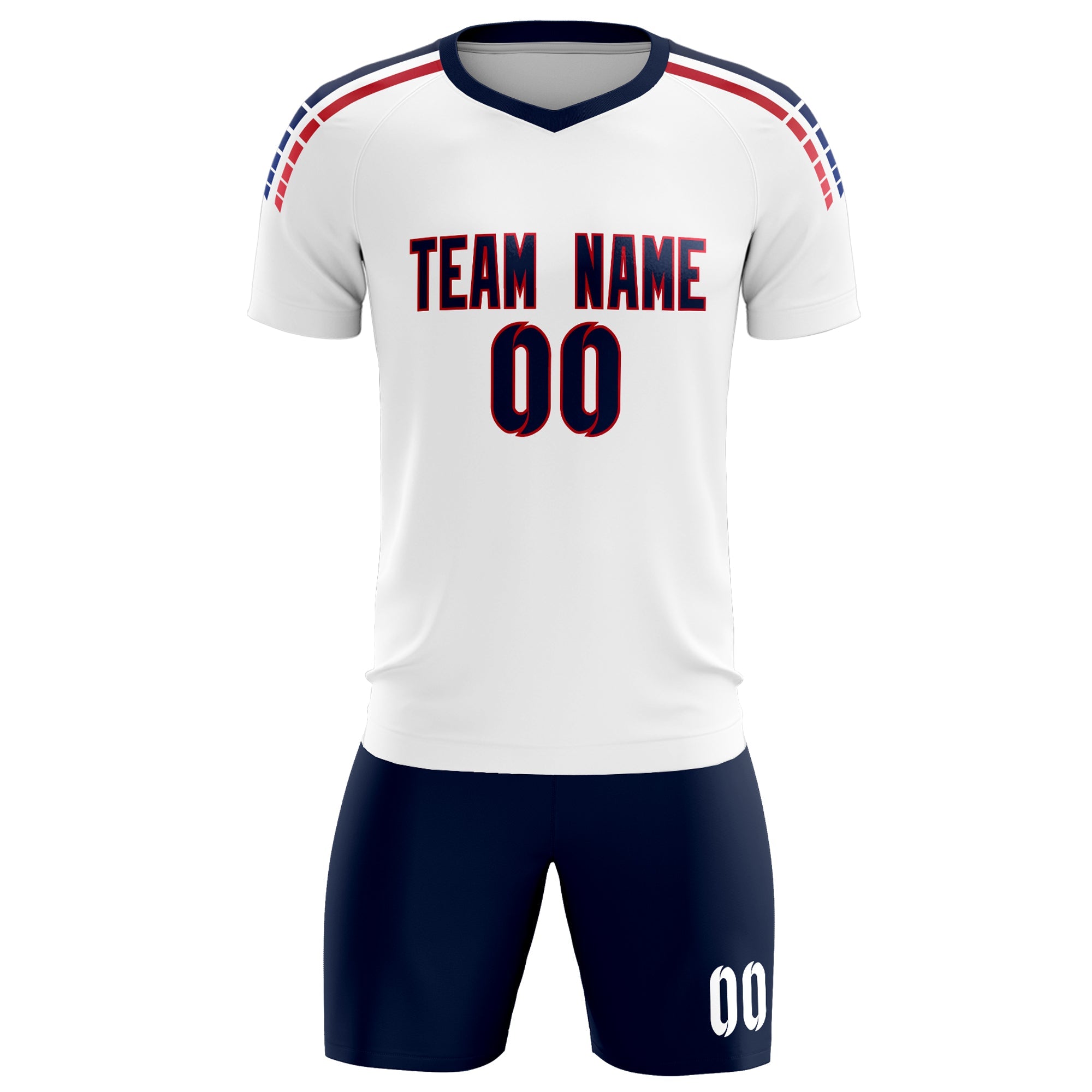 Benutzerdefinierte weiß gestreifte Quick Dry Tops Fußball Kits Jersey