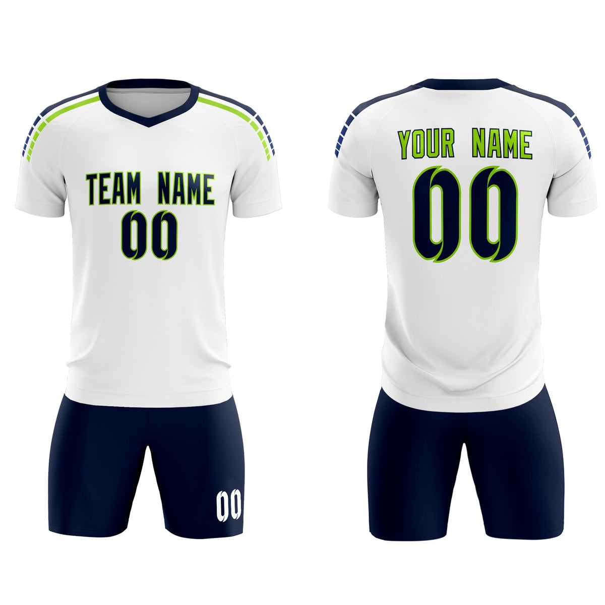 Custom White Raglan Shoulder Striped Football Kit Jersey