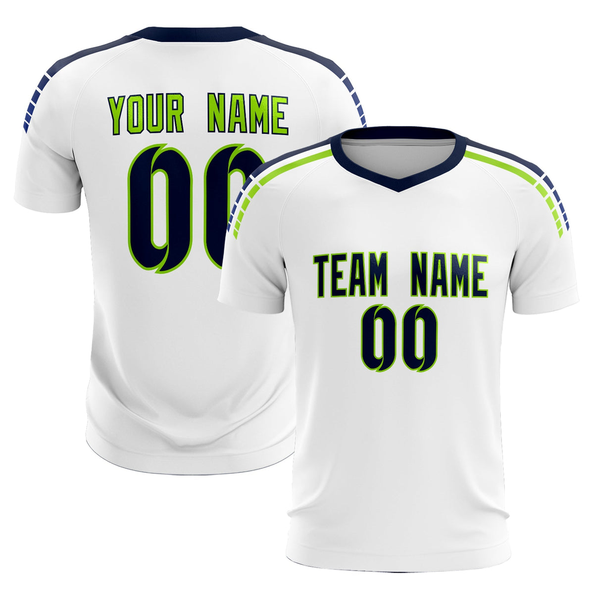 Custom White Raglan Shoulder Striped Football Kit Jersey