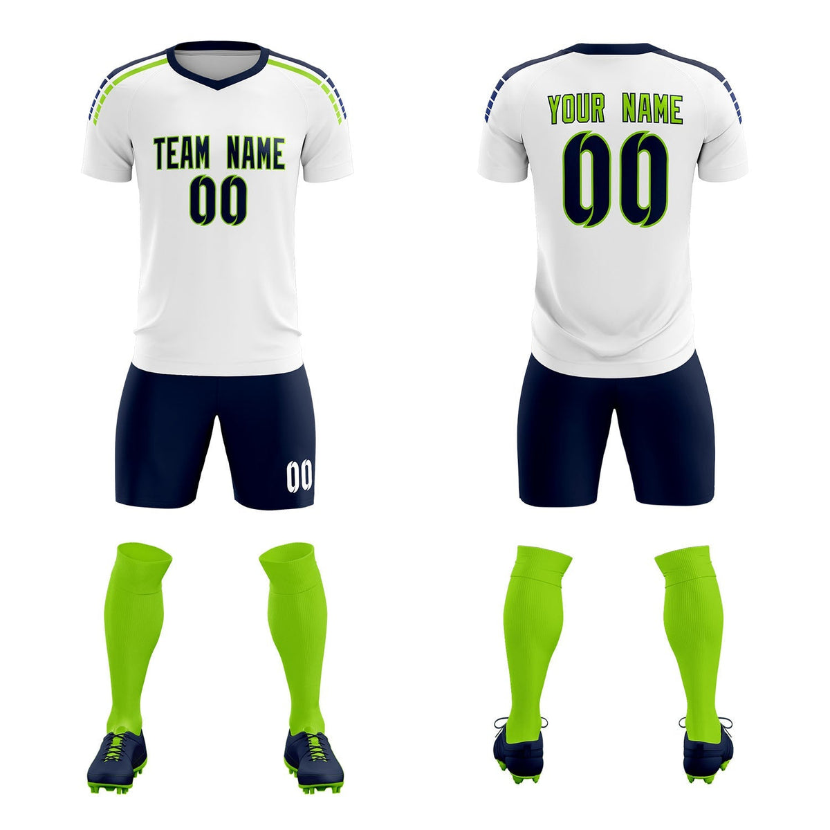 Custom White Raglan Shoulder Striped Football Kit Jersey