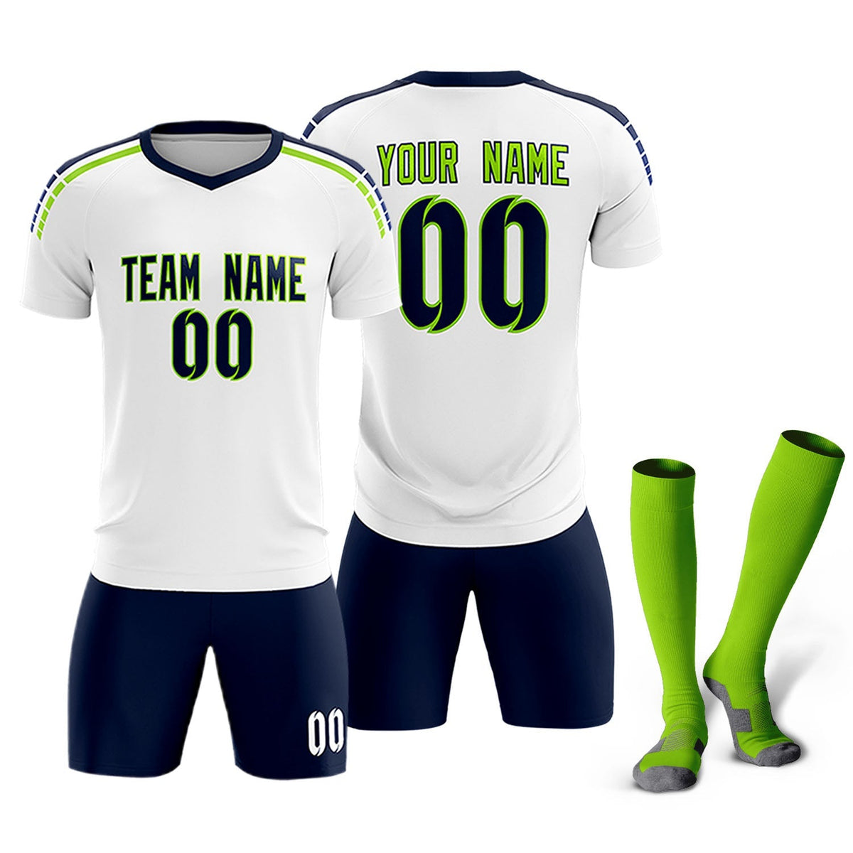 Custom White Raglan Shoulder Striped Football Kit Jersey