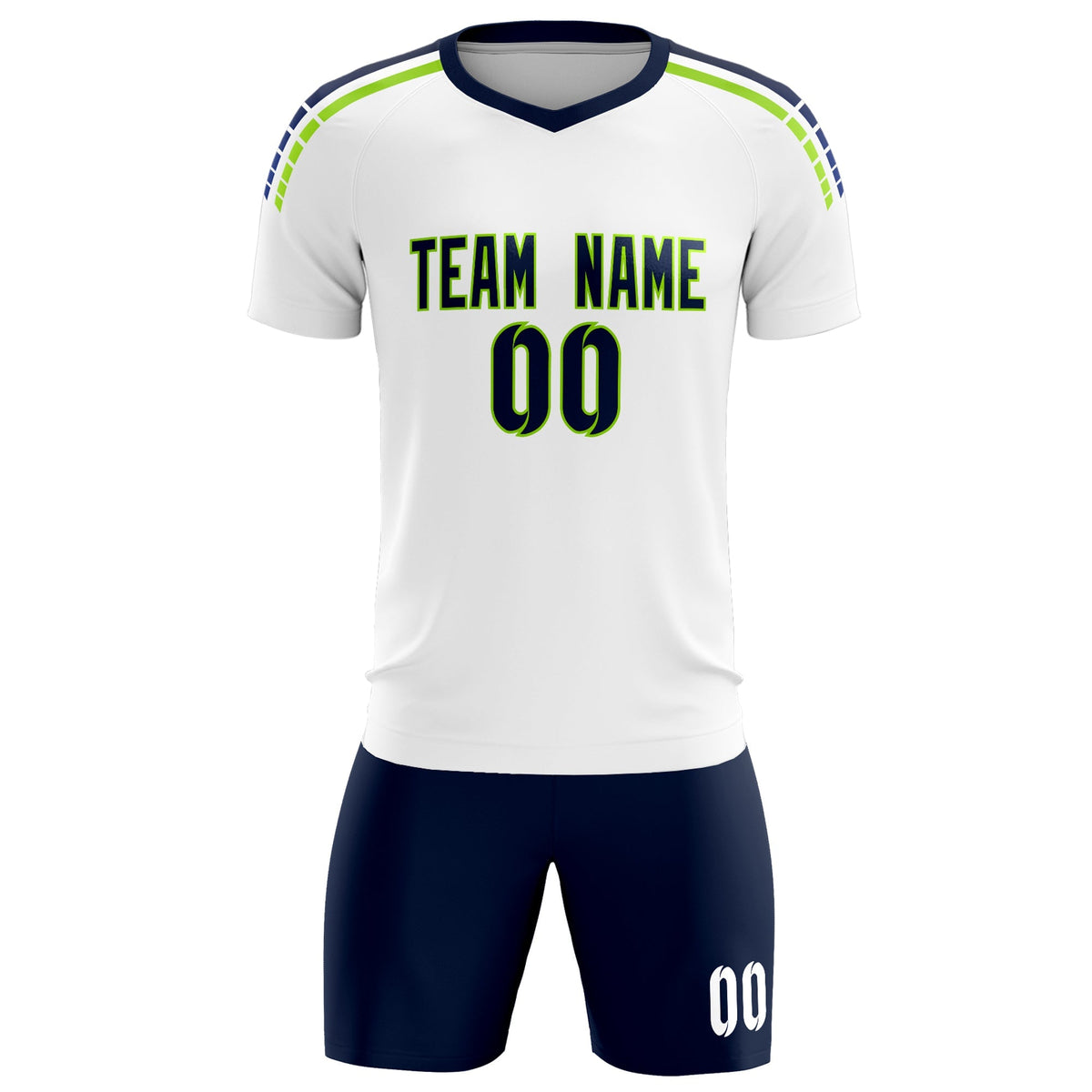 Custom White Raglan Shoulder Striped Football Kit Jersey