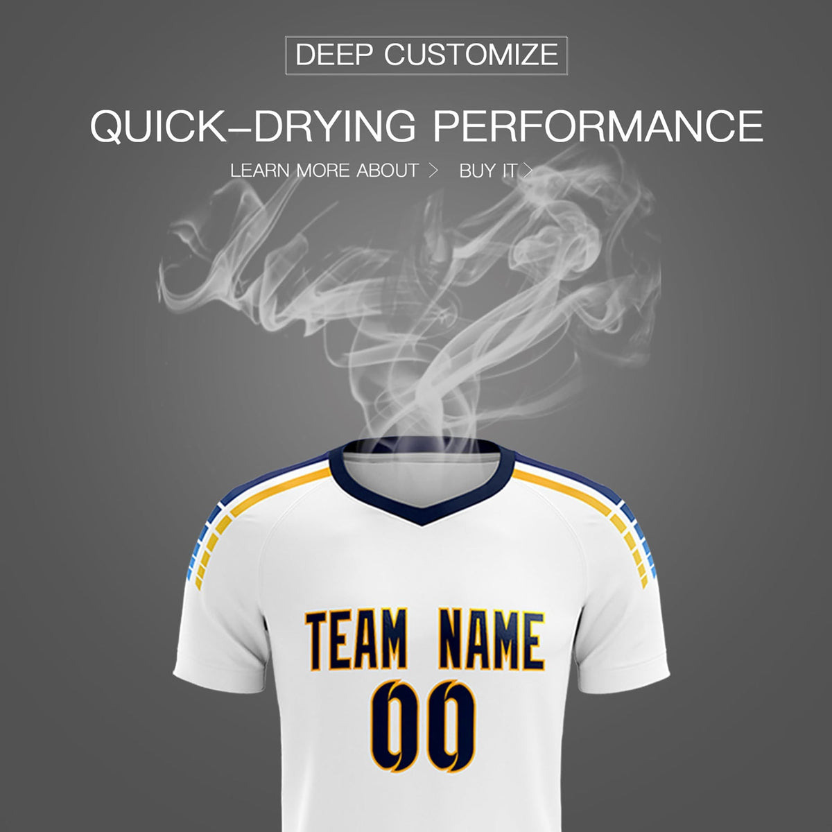 Custom White Raglan Shoulder Striped Football Kit Jersey