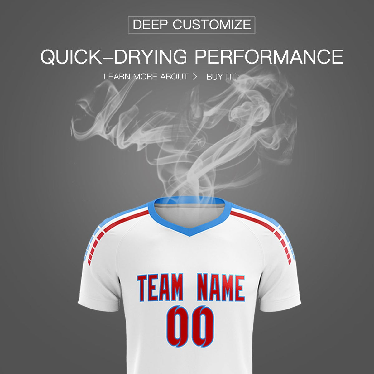 Custom White Raglan Shoulder Striped Football Kit Jersey