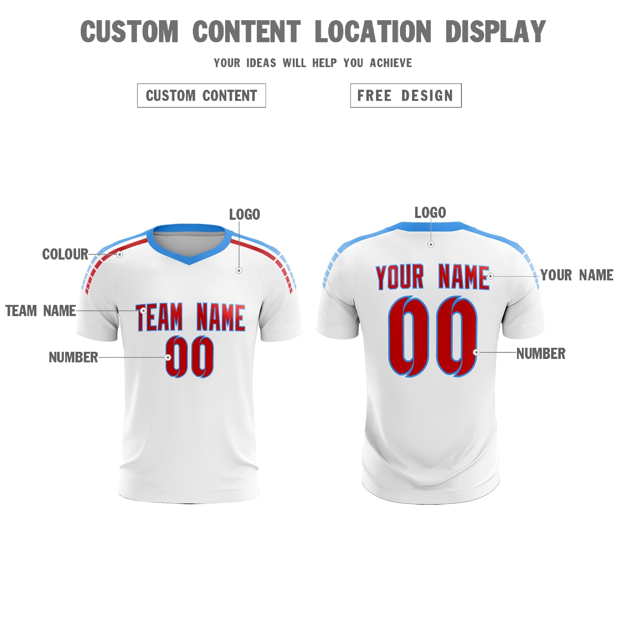 Custom White Raglan Shoulder Striped Football Kit Jersey