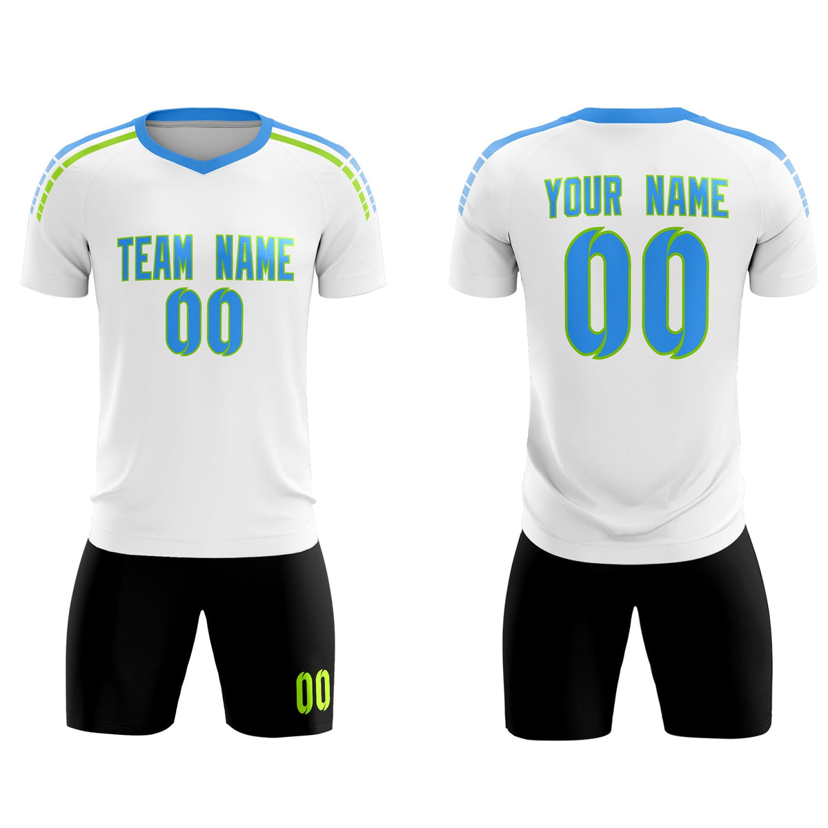 Custom White Raglan Shoulder Striped Football Kit Jersey