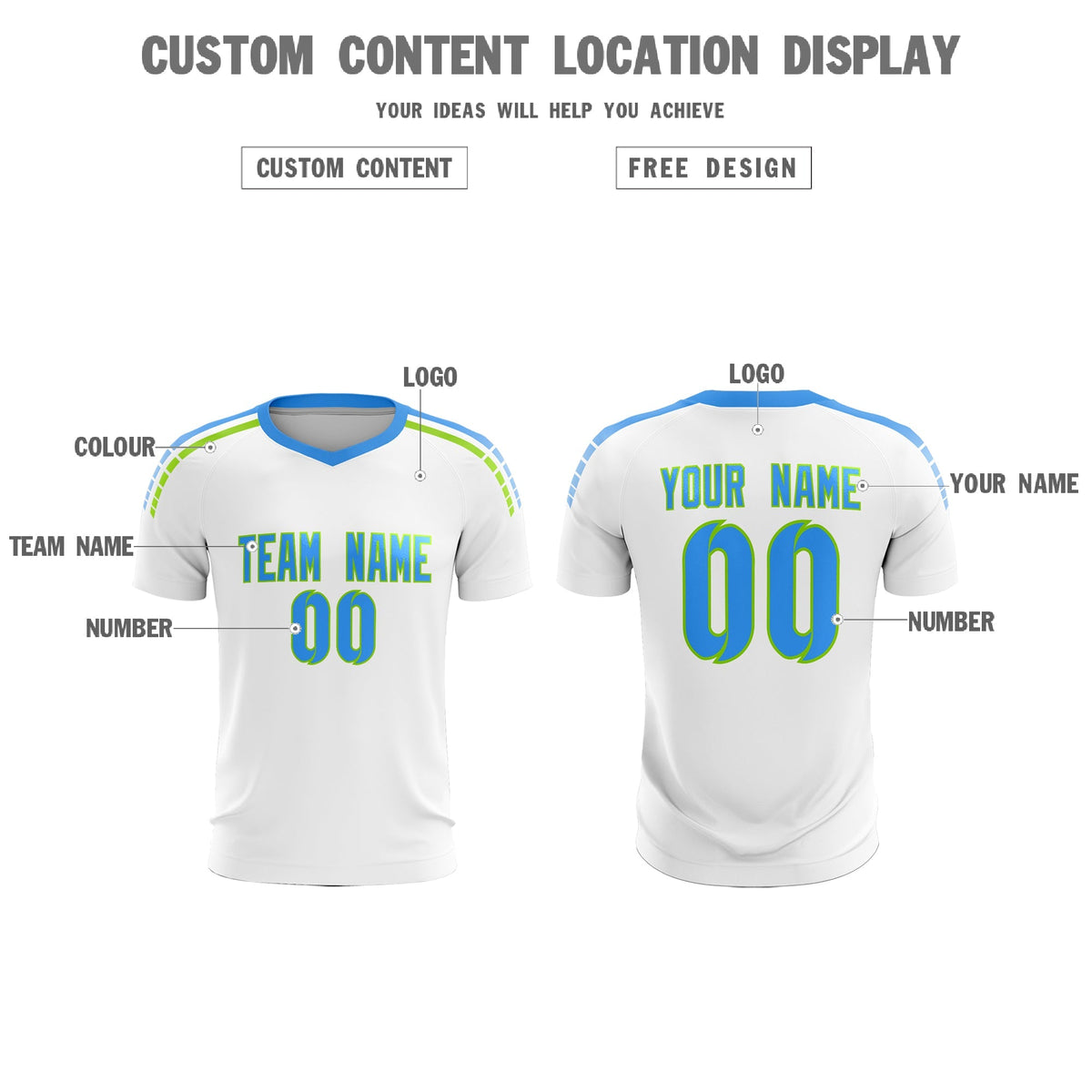 Custom White Raglan Shoulder Striped Football Kit Jersey