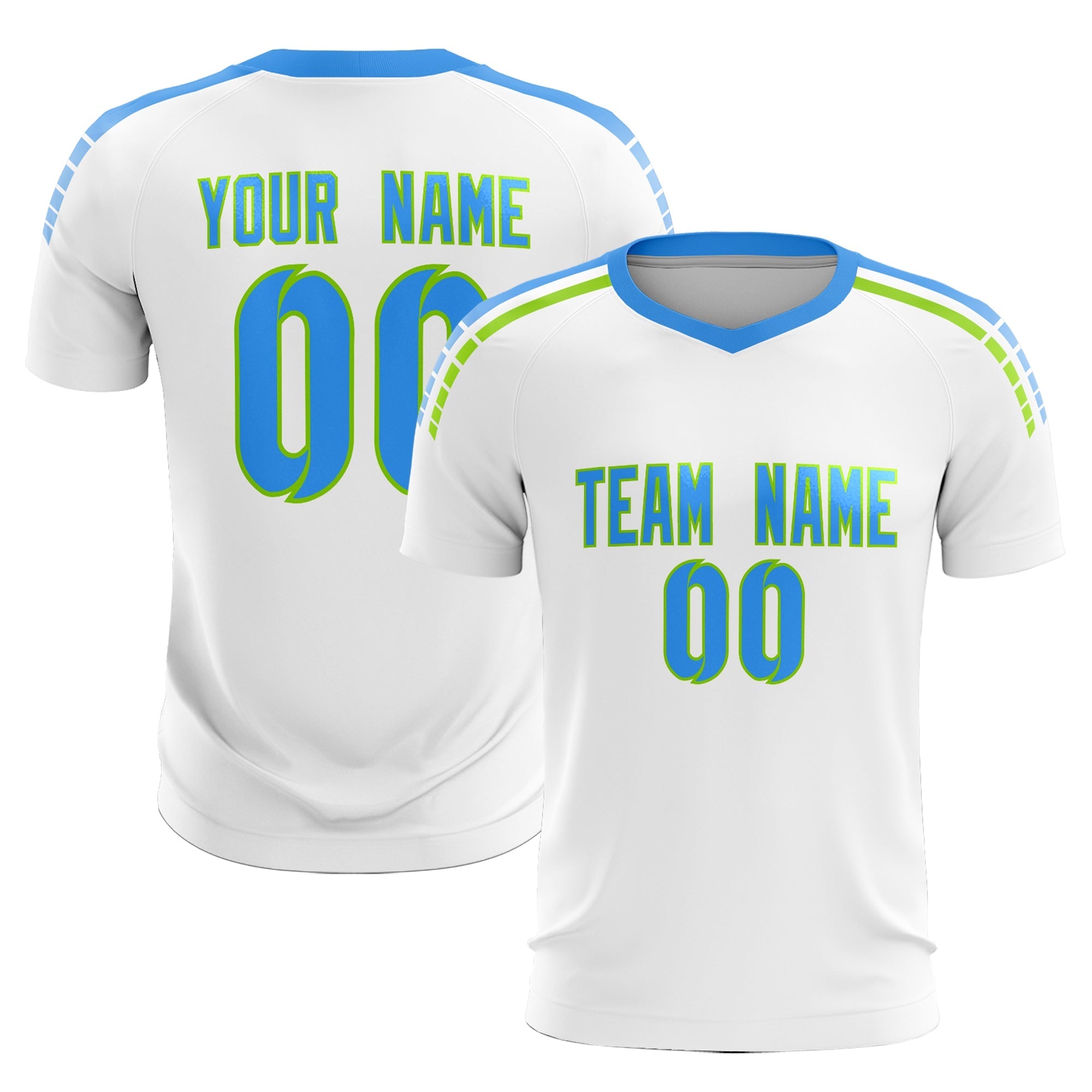 Custom White Raglan Shoulder Striped Football Kit Jersey