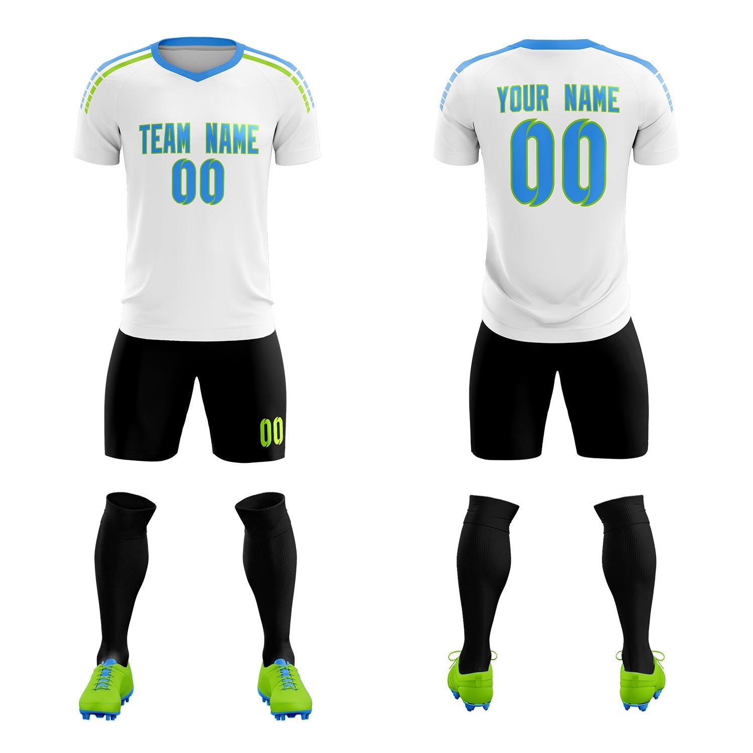 Custom White Raglan Shoulder Striped Football Kit Jersey