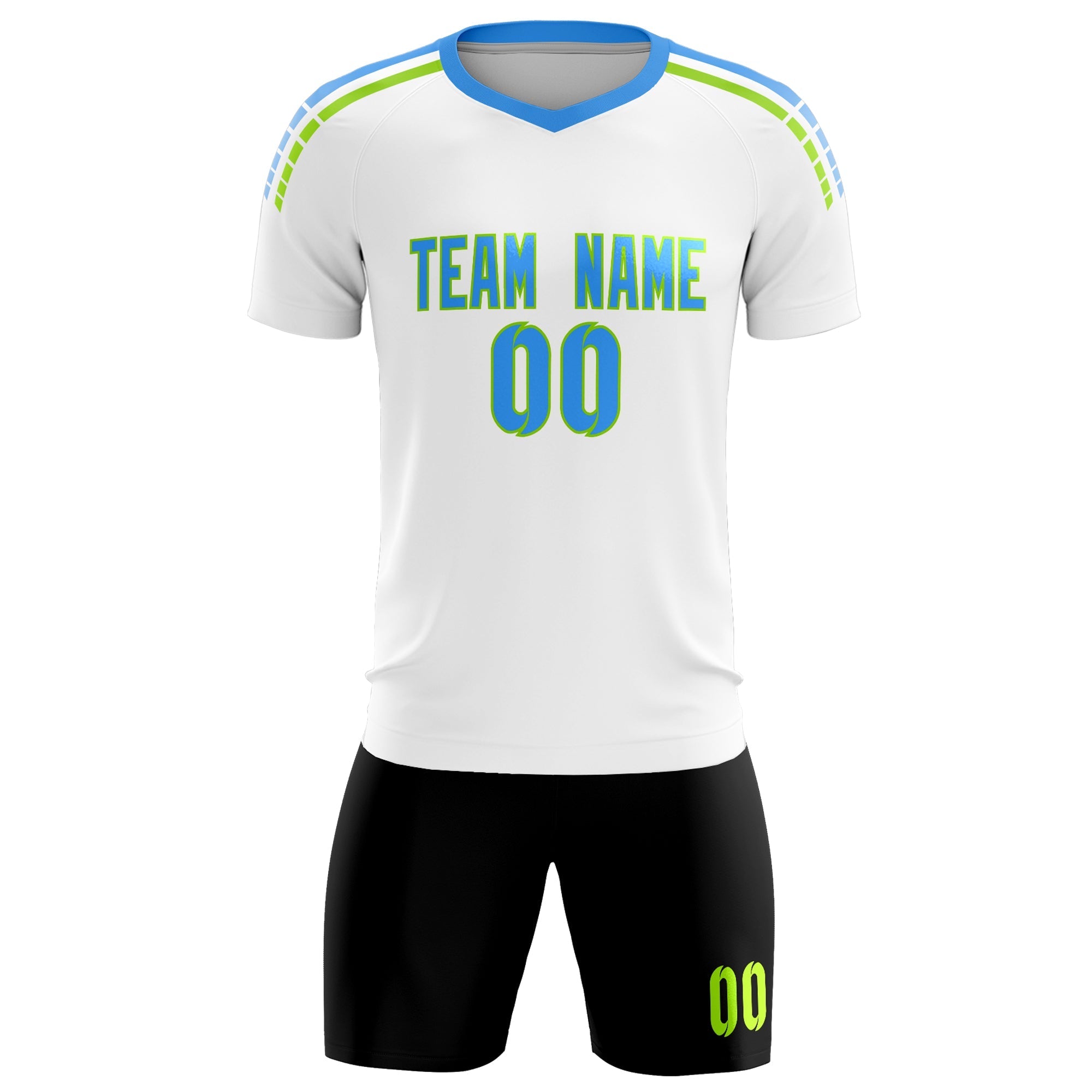 Custom White Raglan Shoulder Striped Football Kit Jersey