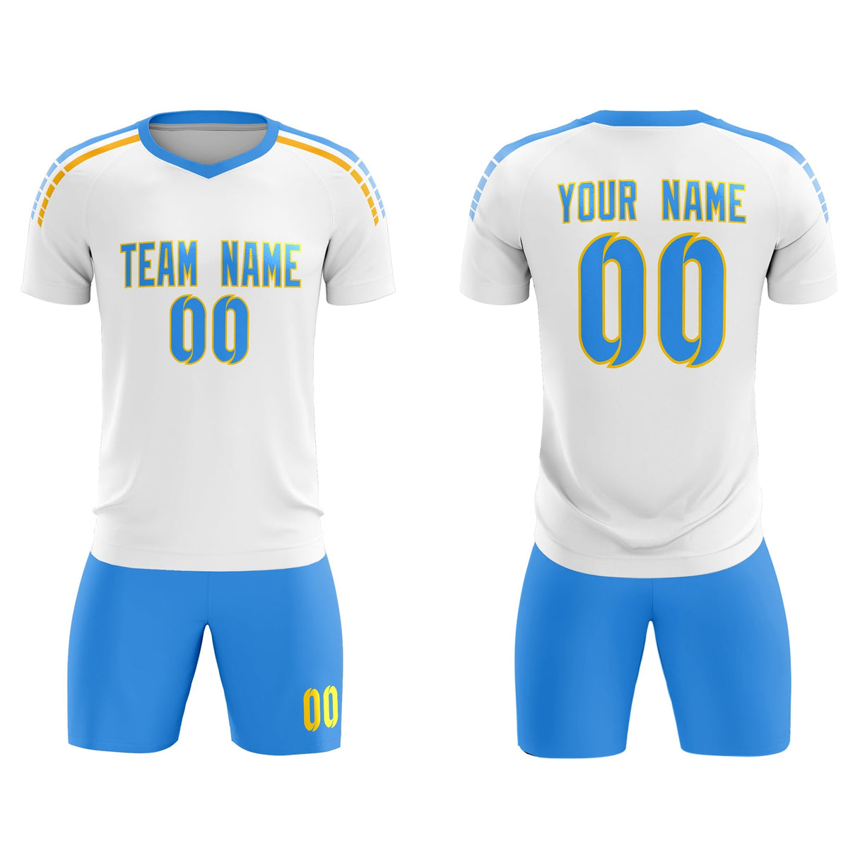 Custom White Raglan Shoulder Striped Football Kit Jersey