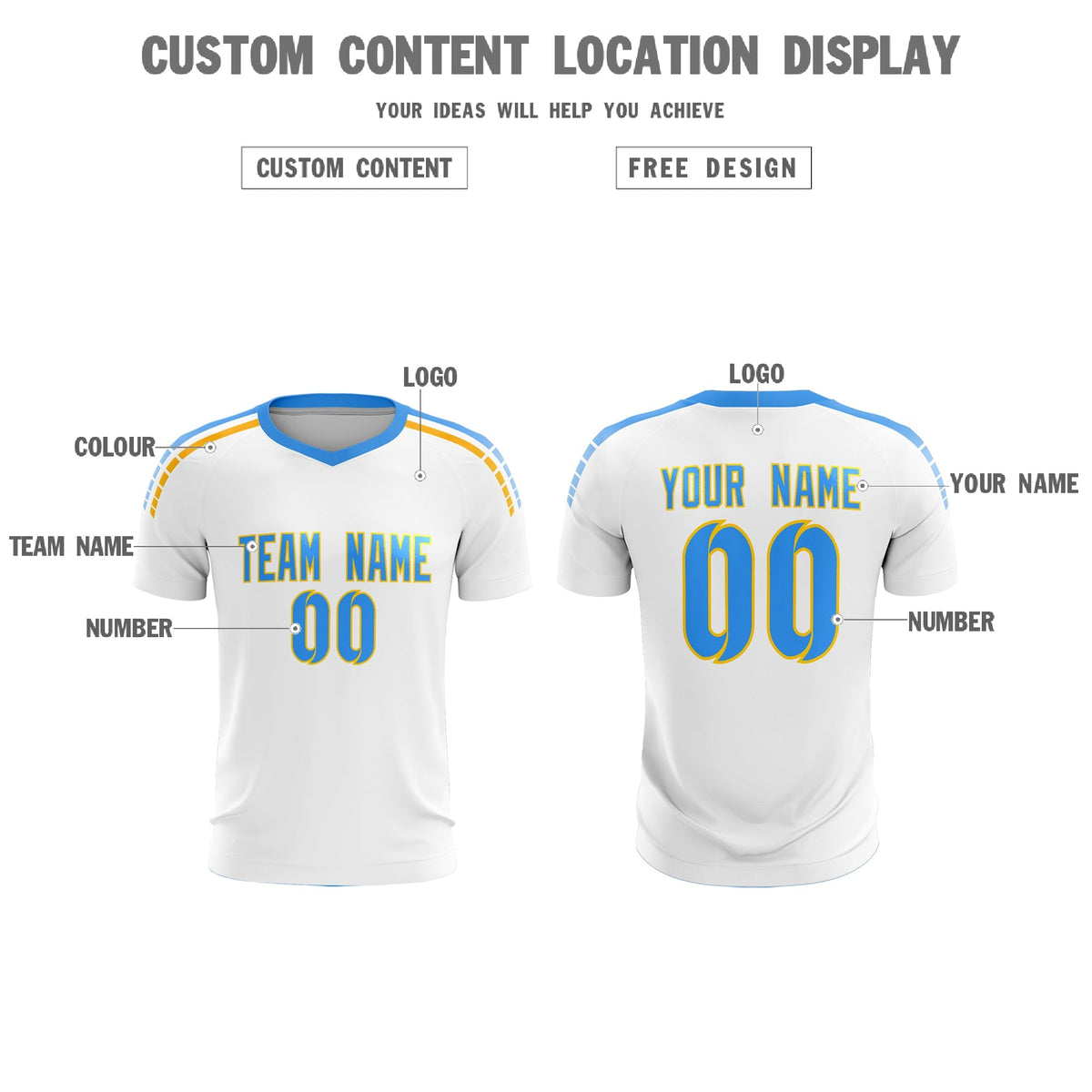 Custom White Raglan Shoulder Striped Football Kit Jersey