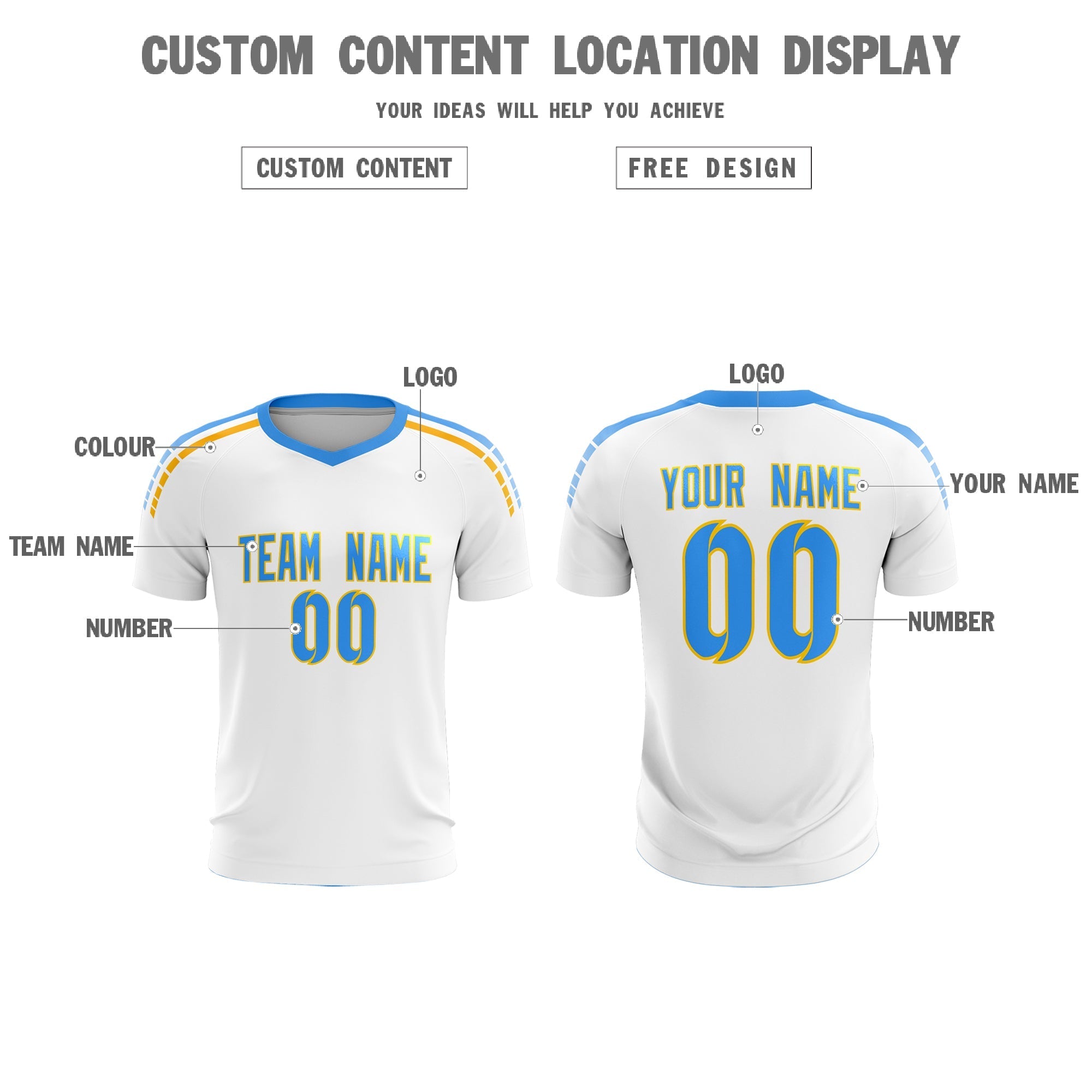 Custom White Raglan Shoulder Striped Football Kit Jersey