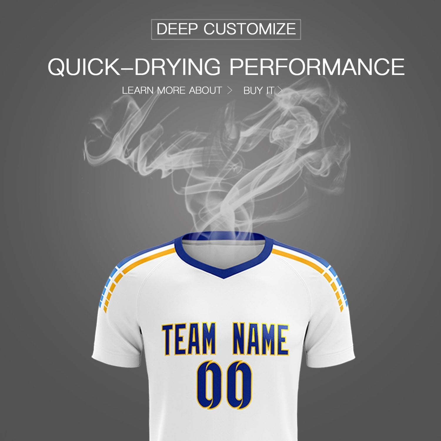 Custom White Raglan Shoulder Striped Football Kit Jersey