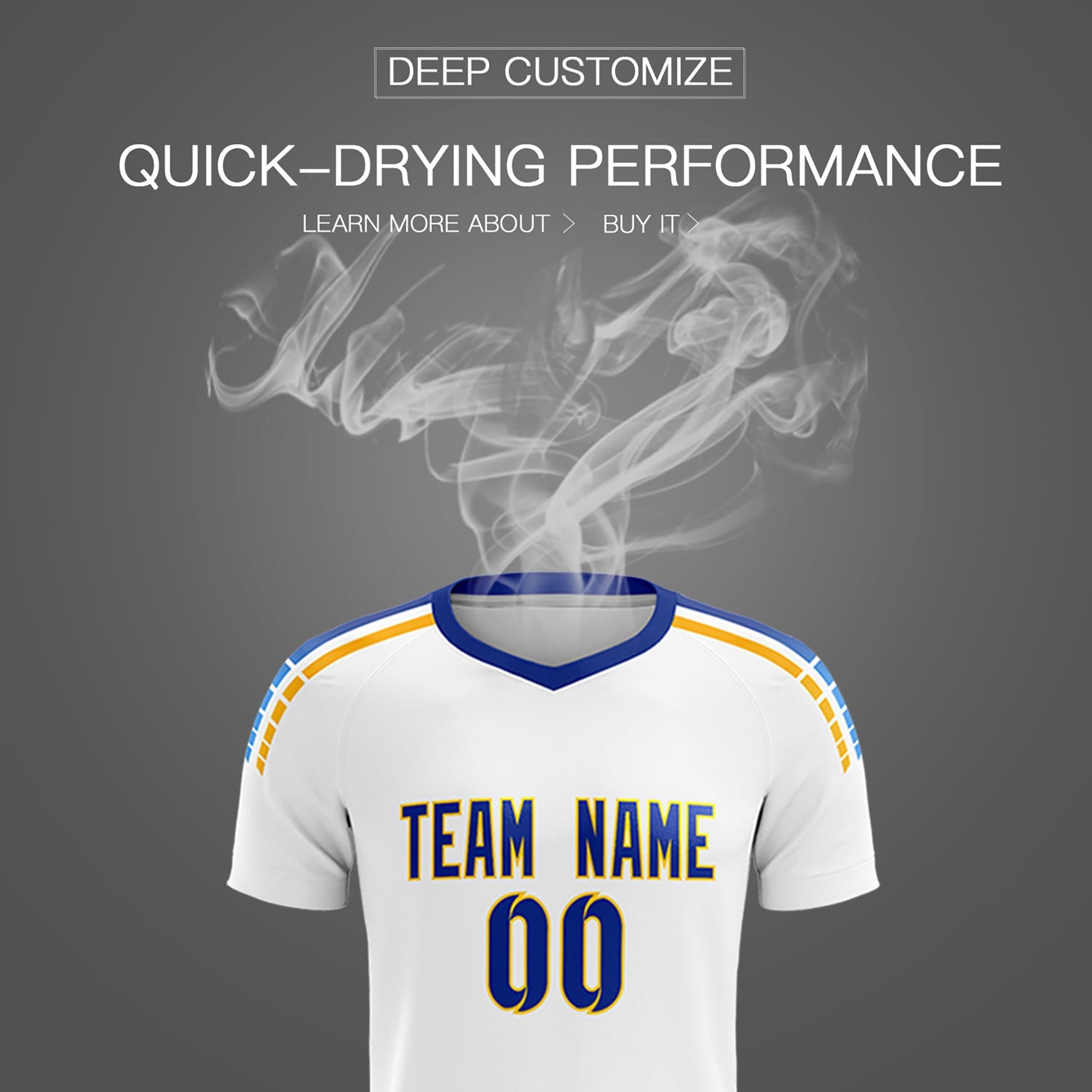 Custom White Raglan Shoulder Striped Football Kit Jersey