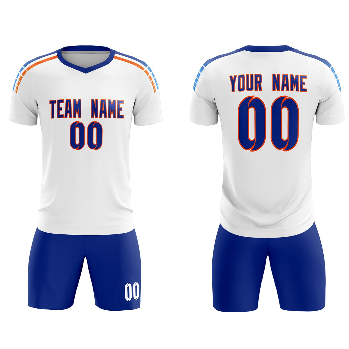 Custom White Raglan Shoulder Striped Football Kit Jersey