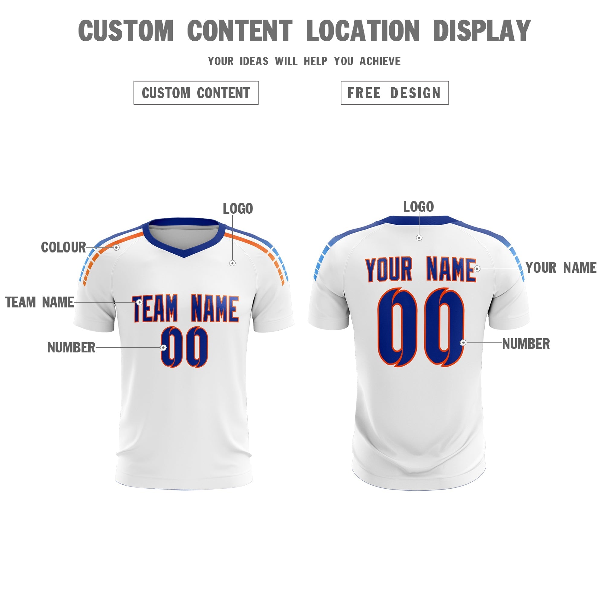 Custom White Raglan Shoulder Striped Football Kit Jersey