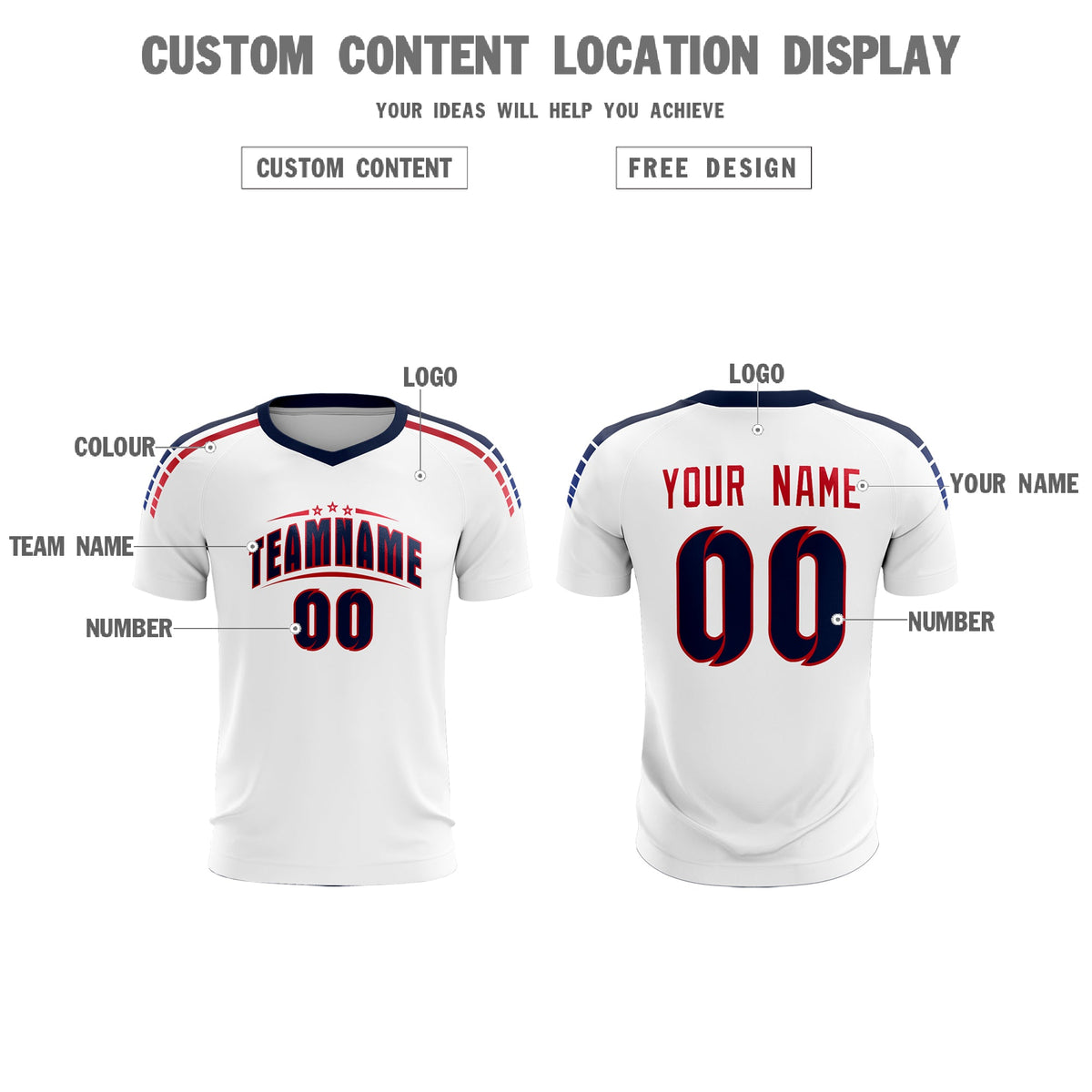 Custom white Striped Quick Dry Tops Football Kits Jersey