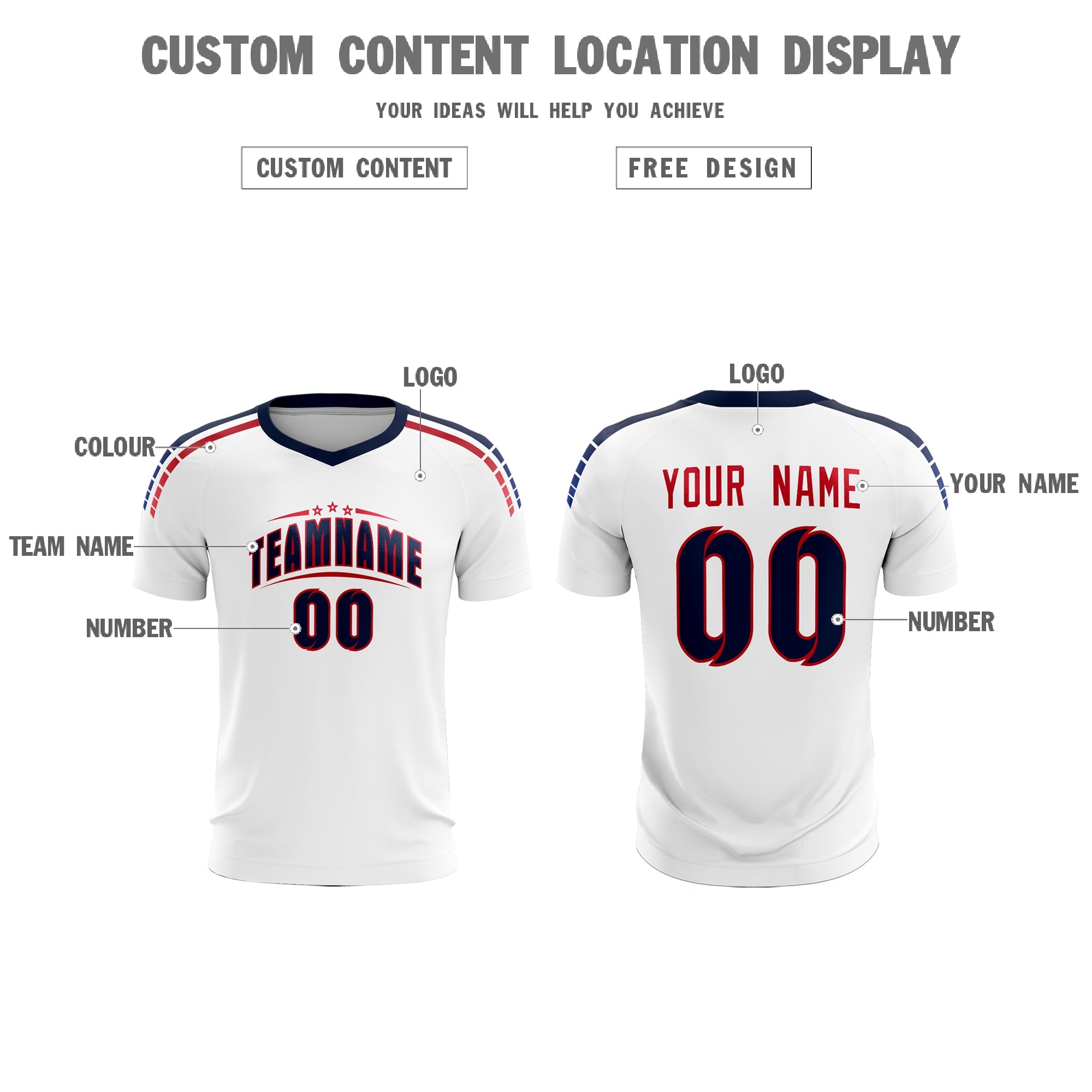Benutzerdefinierte weiß gestreifte Quick Dry Tops Fußball Kits Jersey