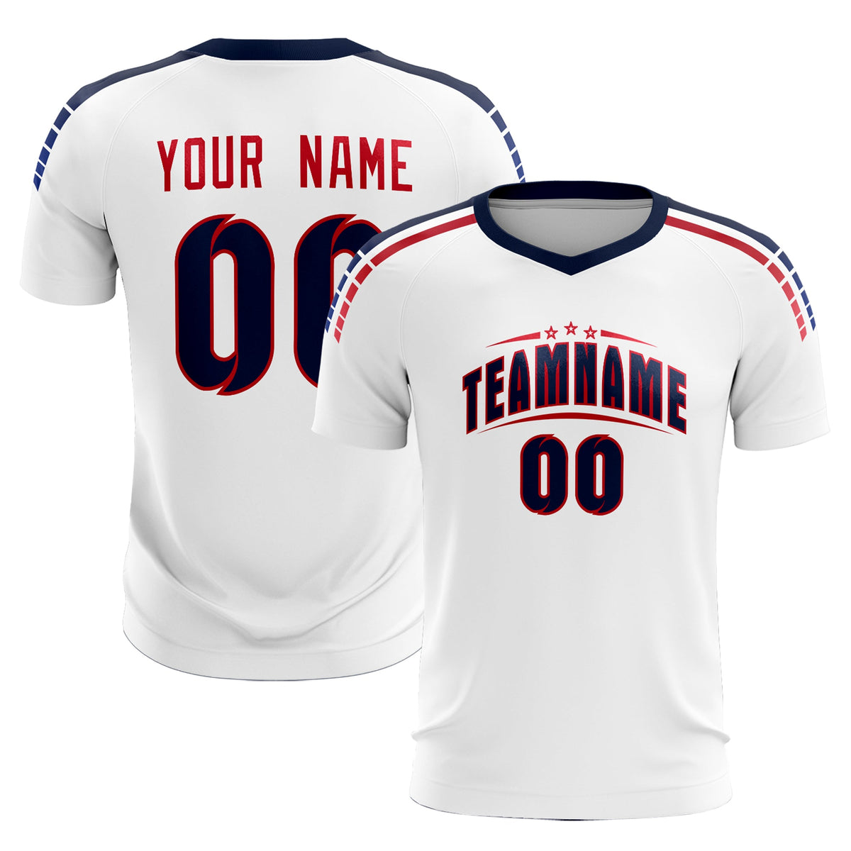 Custom white Striped Quick Dry Tops Football Kits Jersey