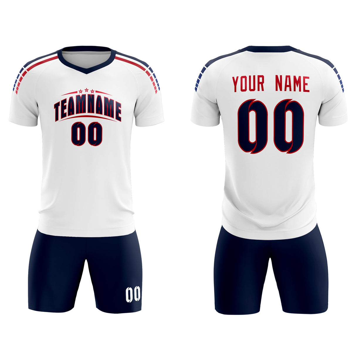 Custom white Striped Quick Dry Tops Football Kits Jersey
