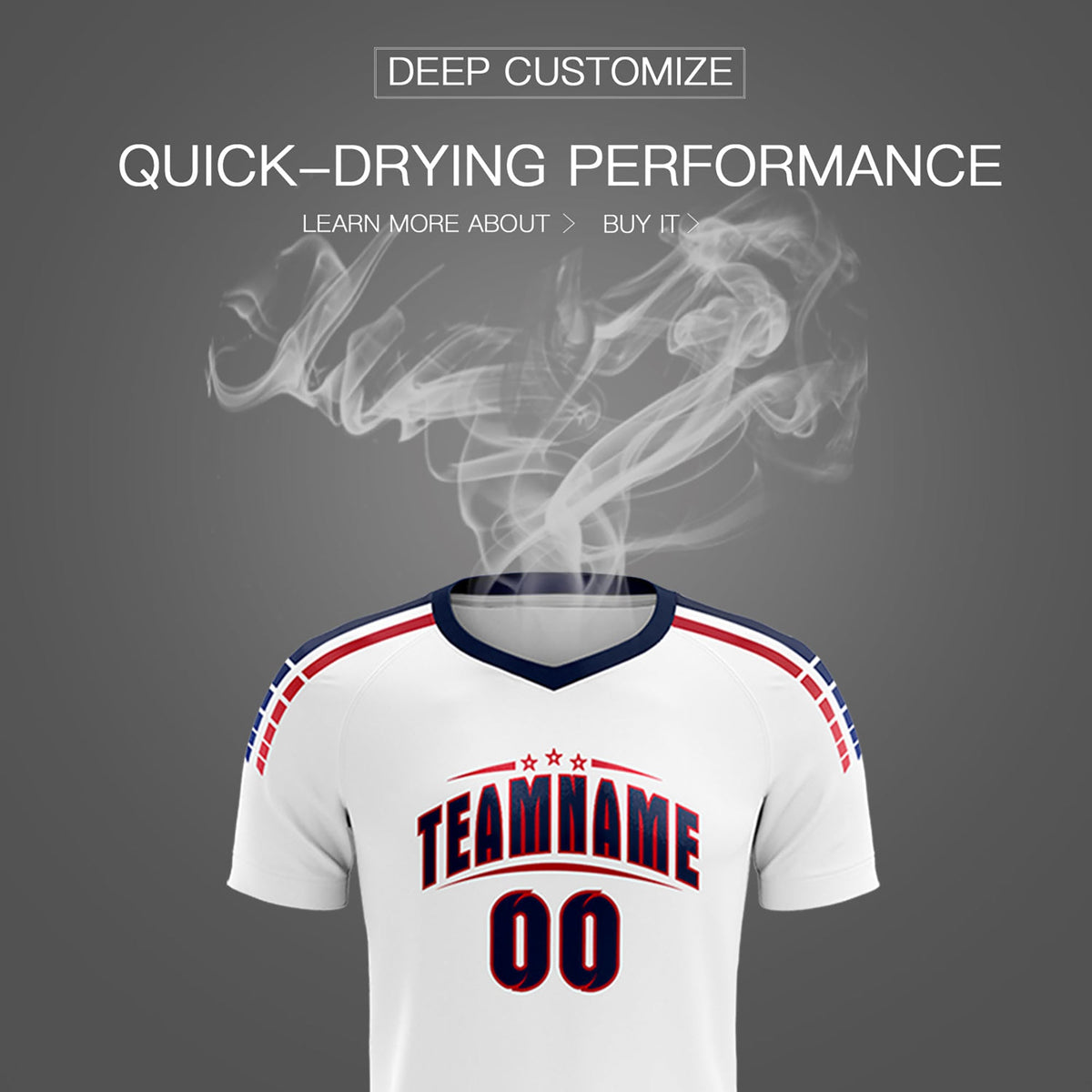 Custom white Striped Quick Dry Tops Football Kits Jersey