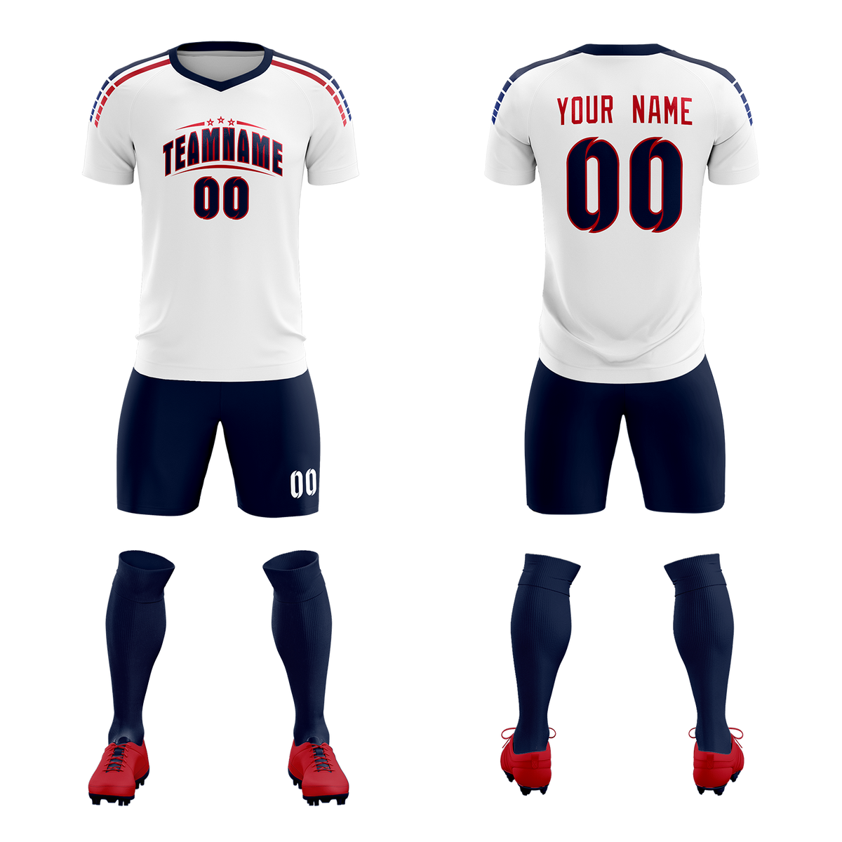 Custom white Striped Quick Dry Tops Football Kits Jersey