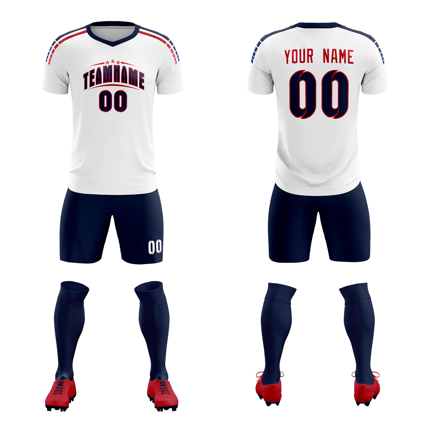 Benutzerdefinierte weiß gestreifte Quick Dry Tops Fußball Kits Jersey