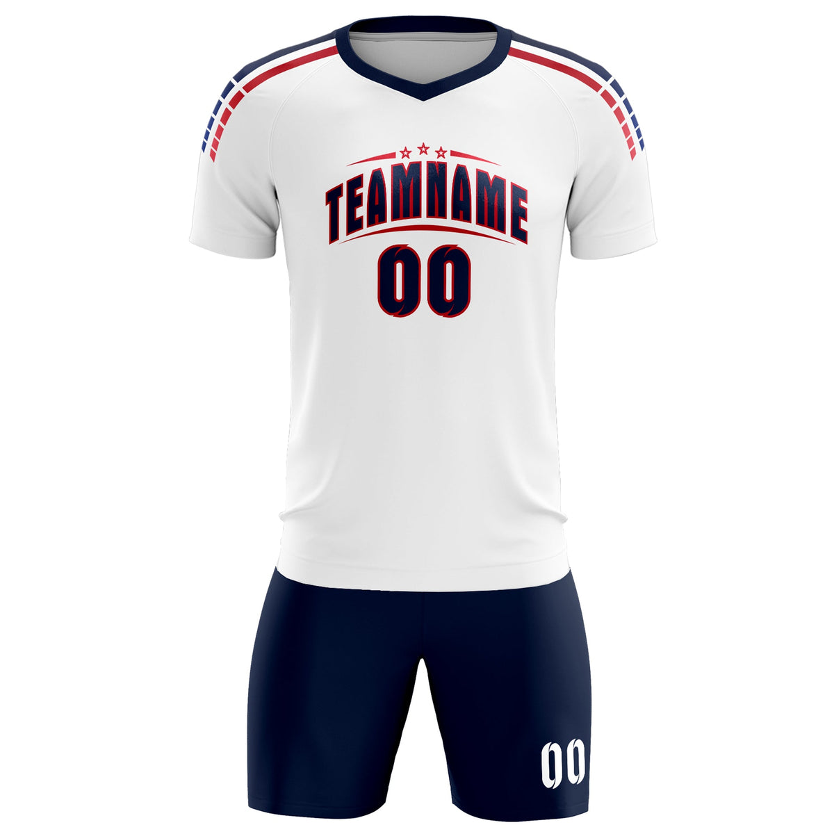 Custom white Striped Quick Dry Tops Football Kits Jersey