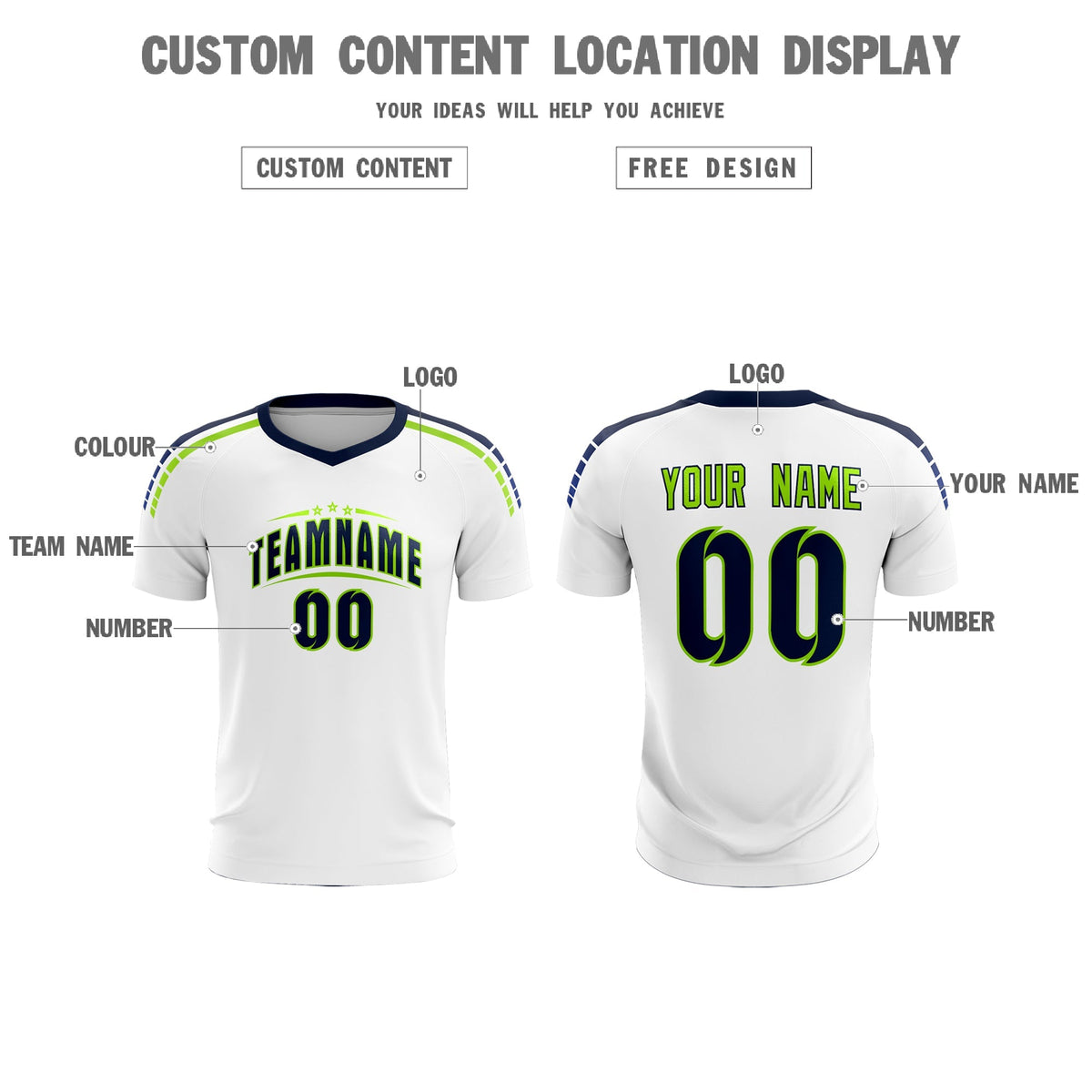 Custom White Raglan Shoulder Striped Football Kit Jersey