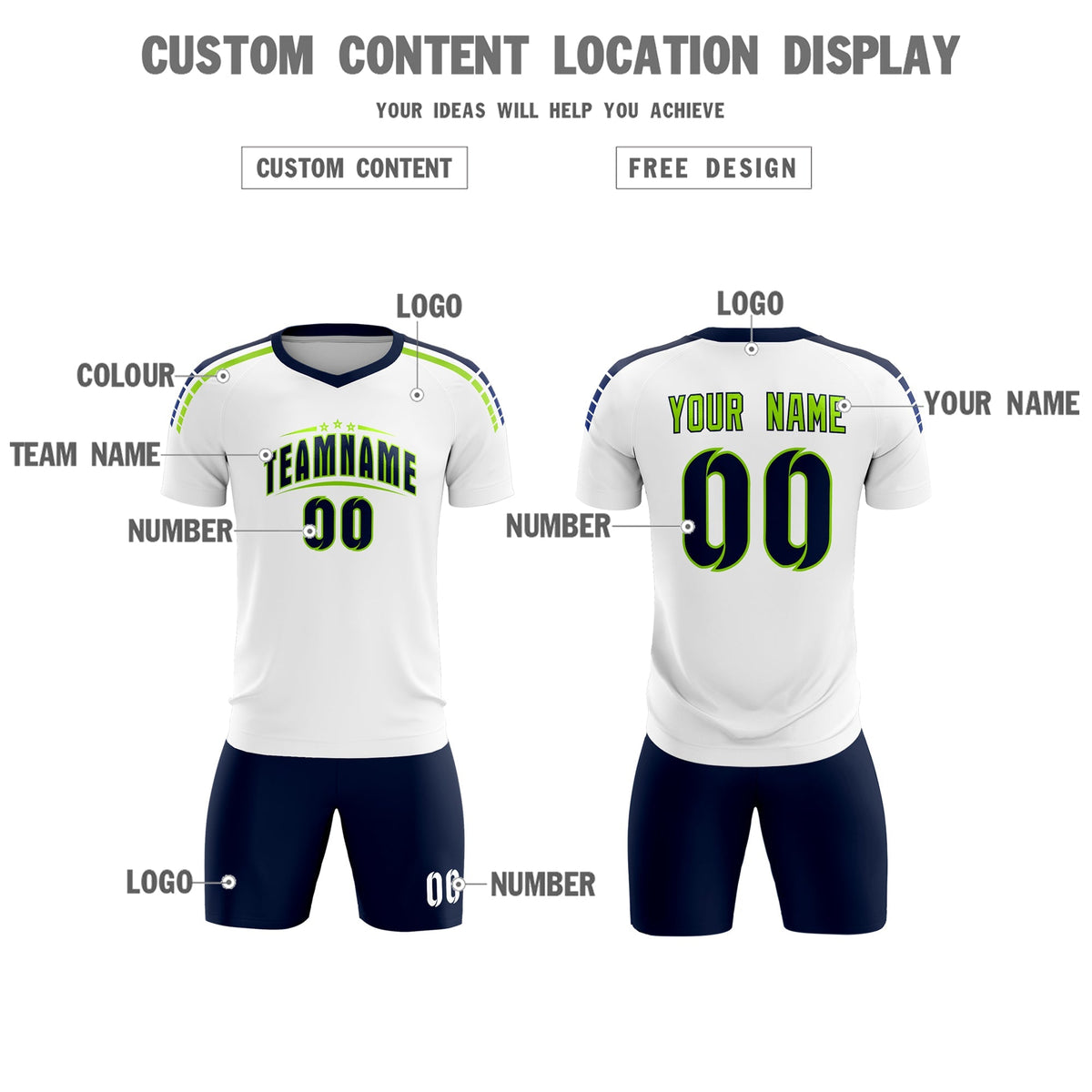Custom White Raglan Shoulder Striped Football Kit Jersey