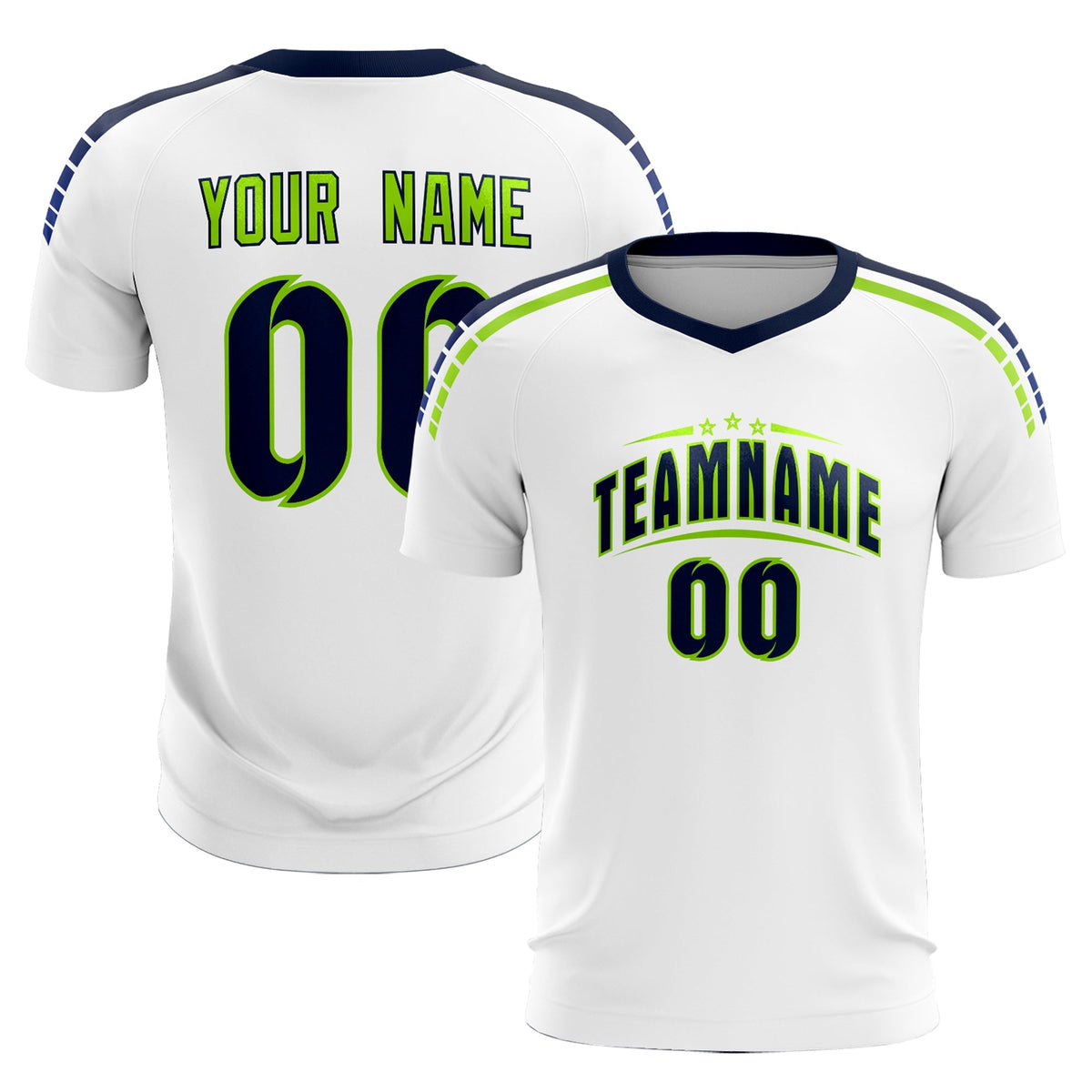 Custom White Raglan Shoulder Striped Football Kit Jersey