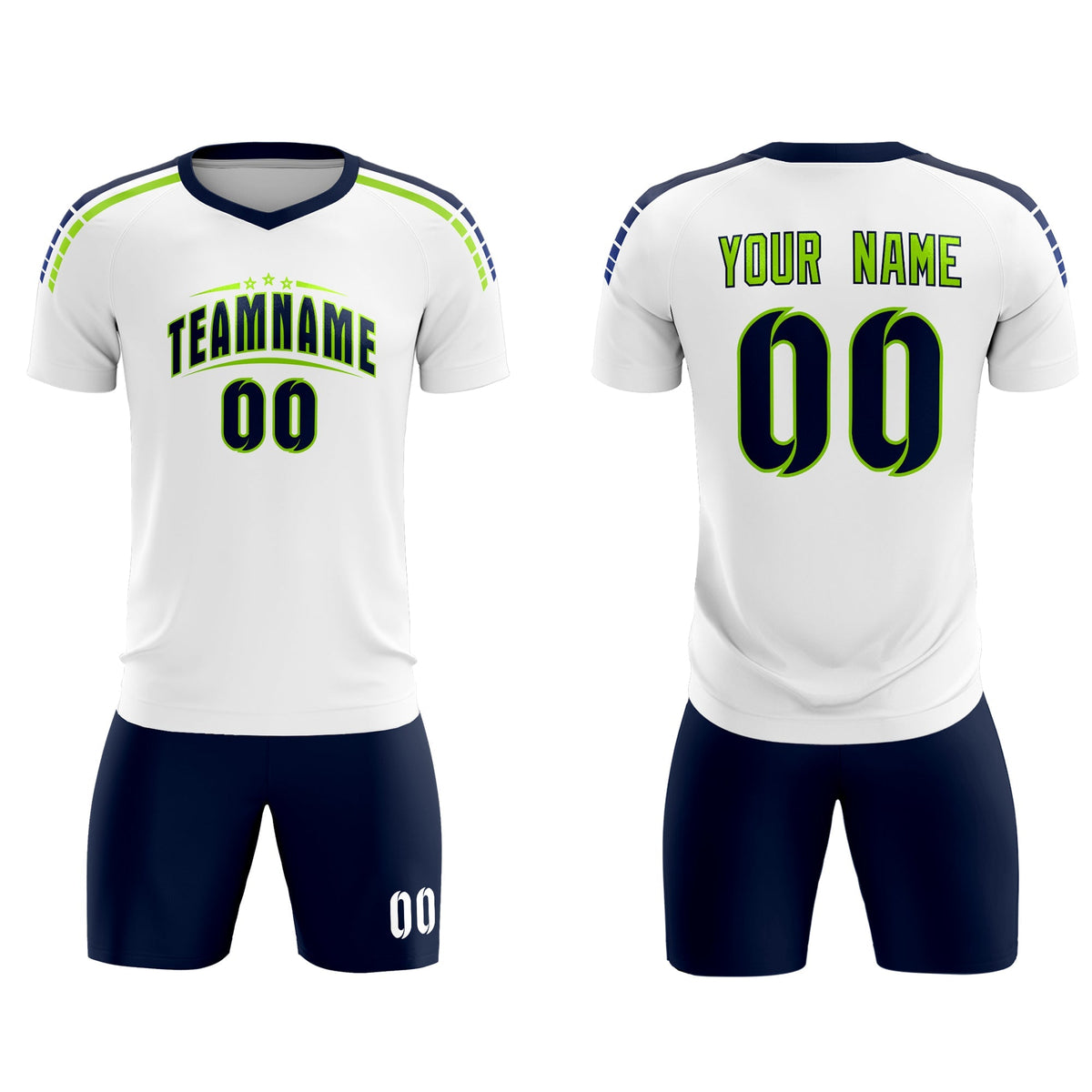 Custom White Raglan Shoulder Striped Football Kit Jersey
